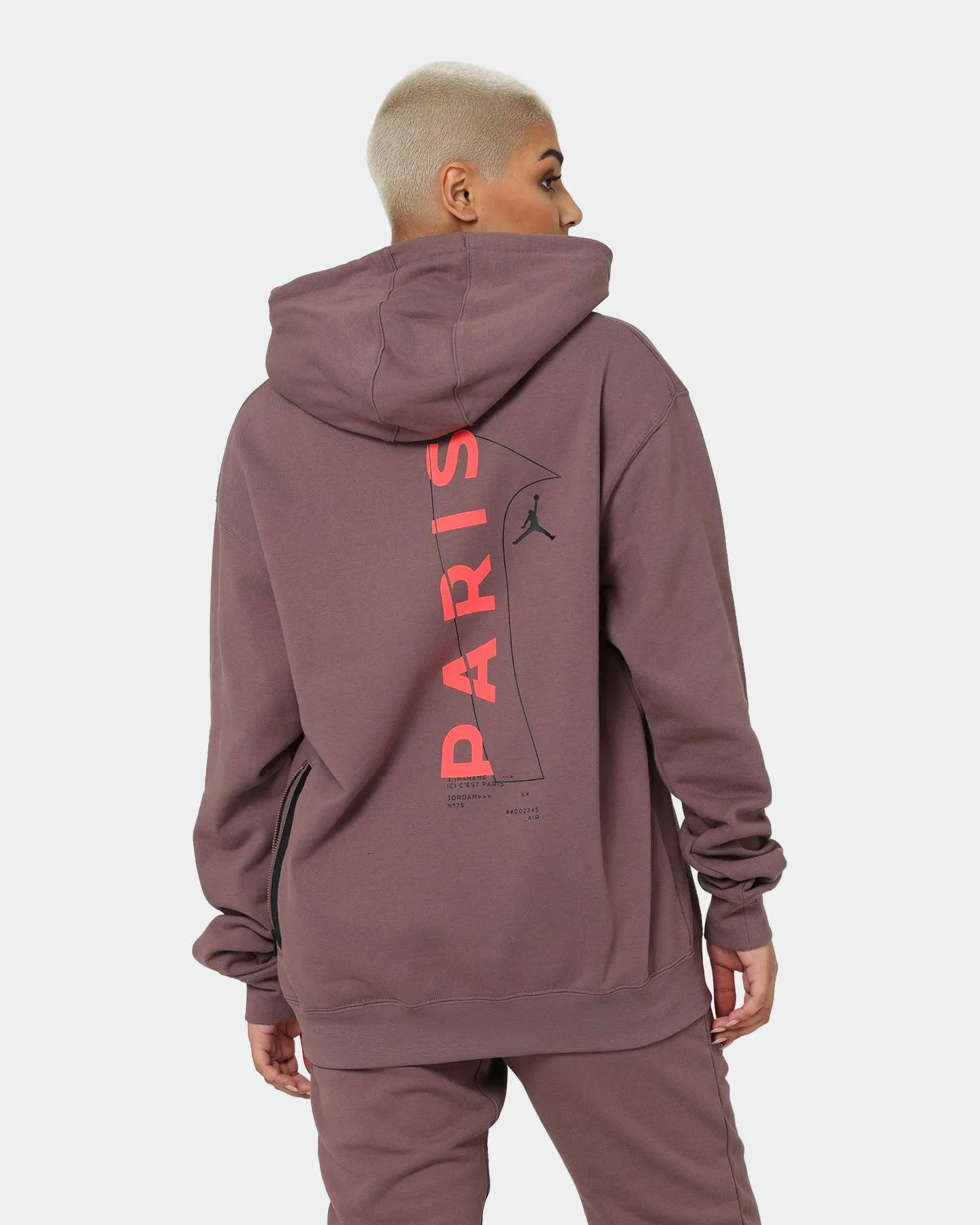 Jordan X Paris Saint-Germain Fleece Pullover Hoodie Plum Eclipse Weather resistant
