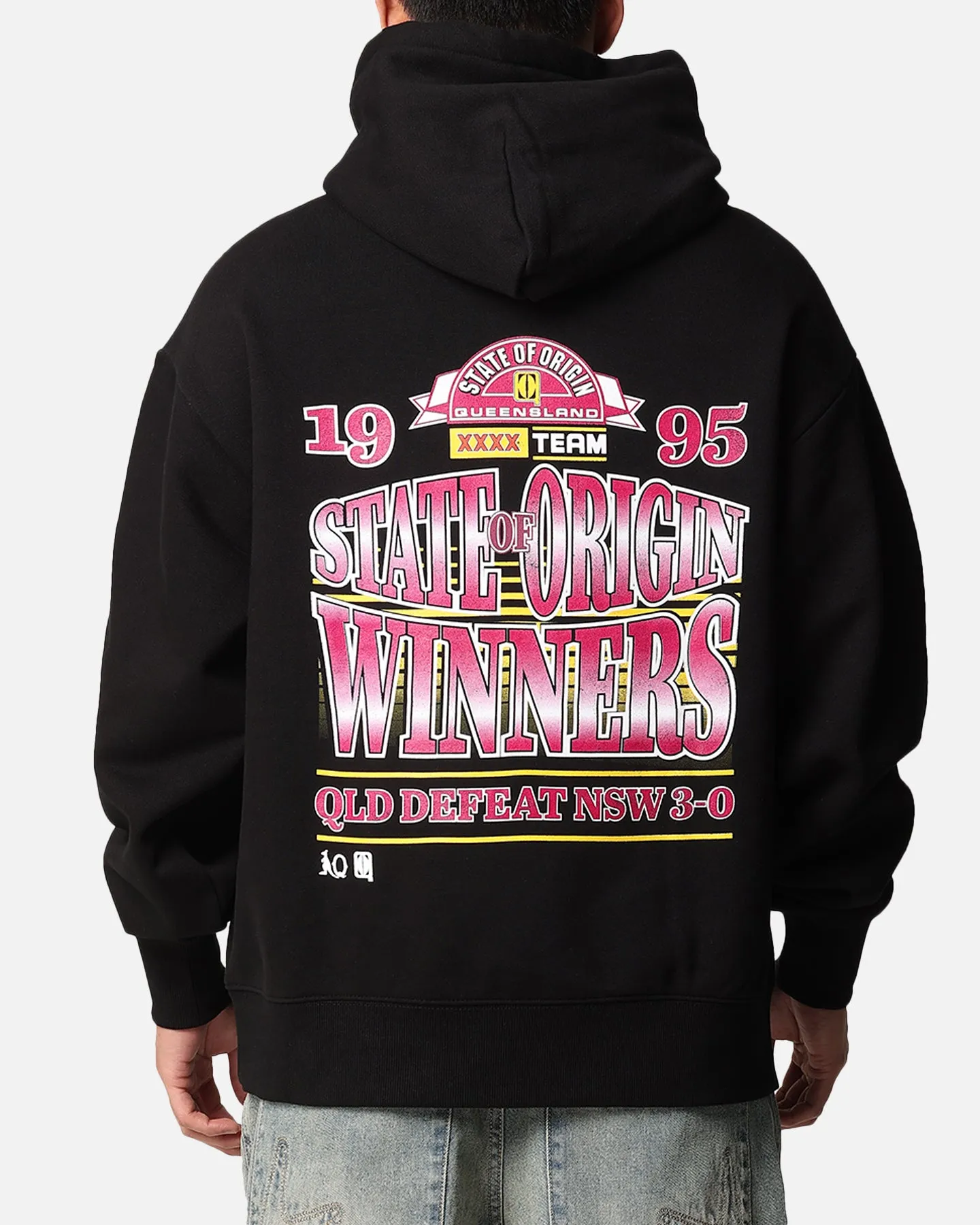 Queensland Ruby League State Of Origin 1995 Winners Hoodie Faded Black Defy
