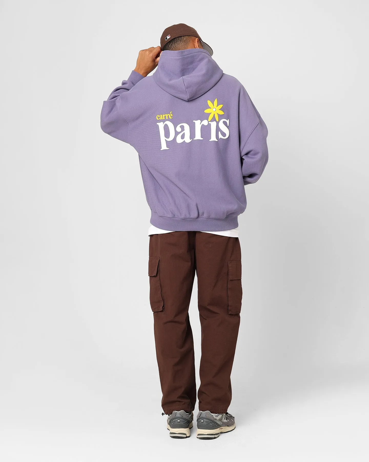 Abrasion resistant Carre Petal Oversized Hoodie Purple