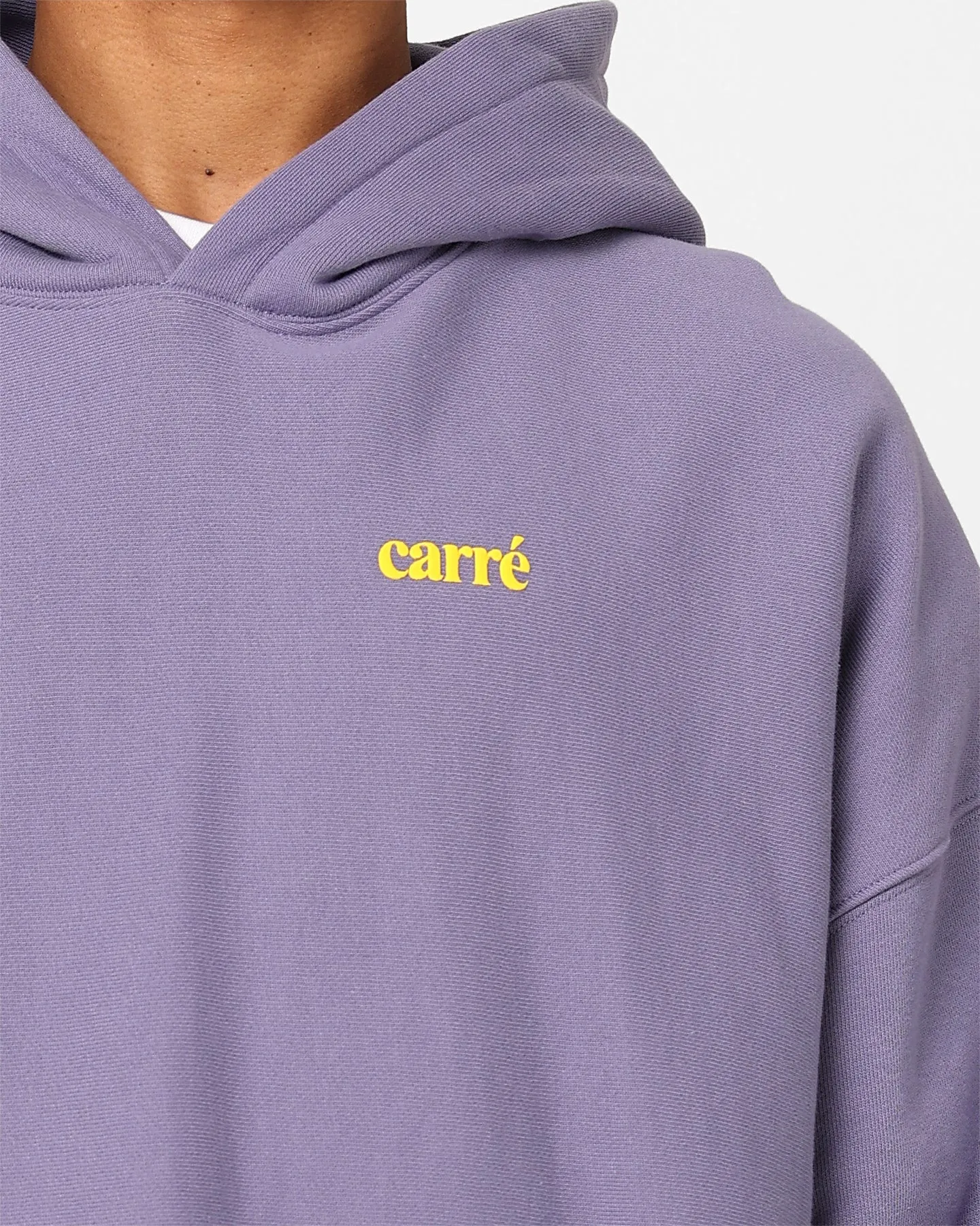 Carre Petal Oversized Hoodie Purple Full Length Front Zipper Grid Fleece Lining