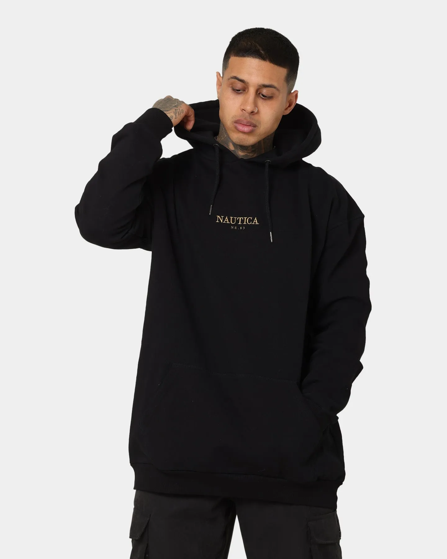 Nautica Pacific Hoodie Black/Gold Flexible Hem