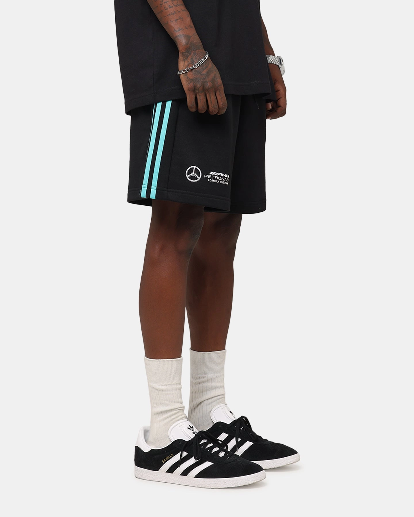 adidas x Mercedes-AMG PETRONAS Formula One F1 DNA Shorts Black/White Tagless Labeling Low Maintenance Fabric