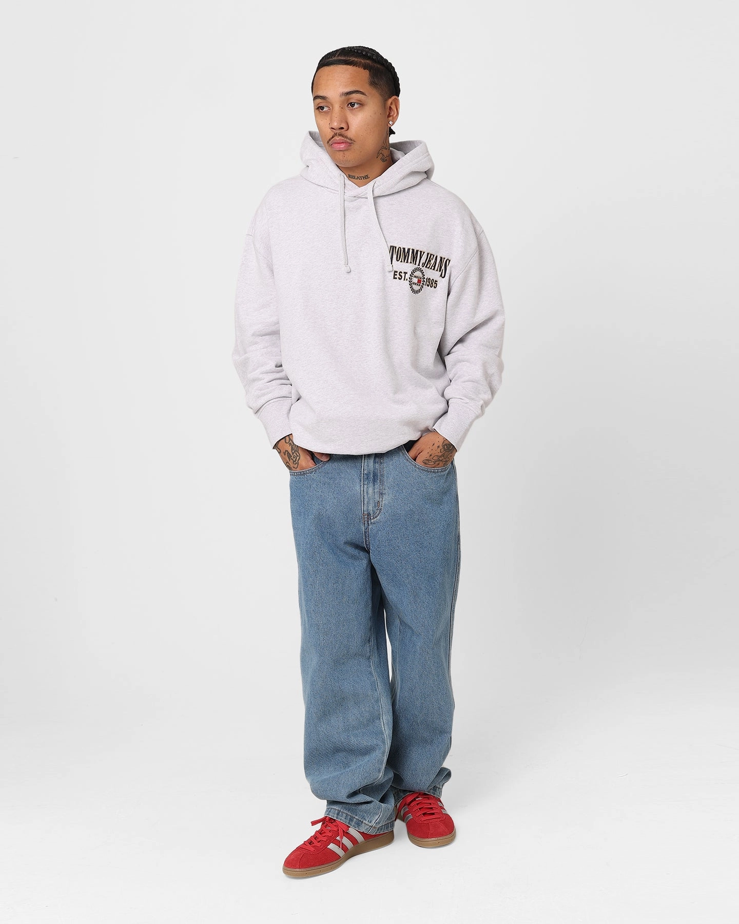 Tommy Jeans Relaxed Luxe Hoodie Silver Grey Heather Quick Dry Fabric