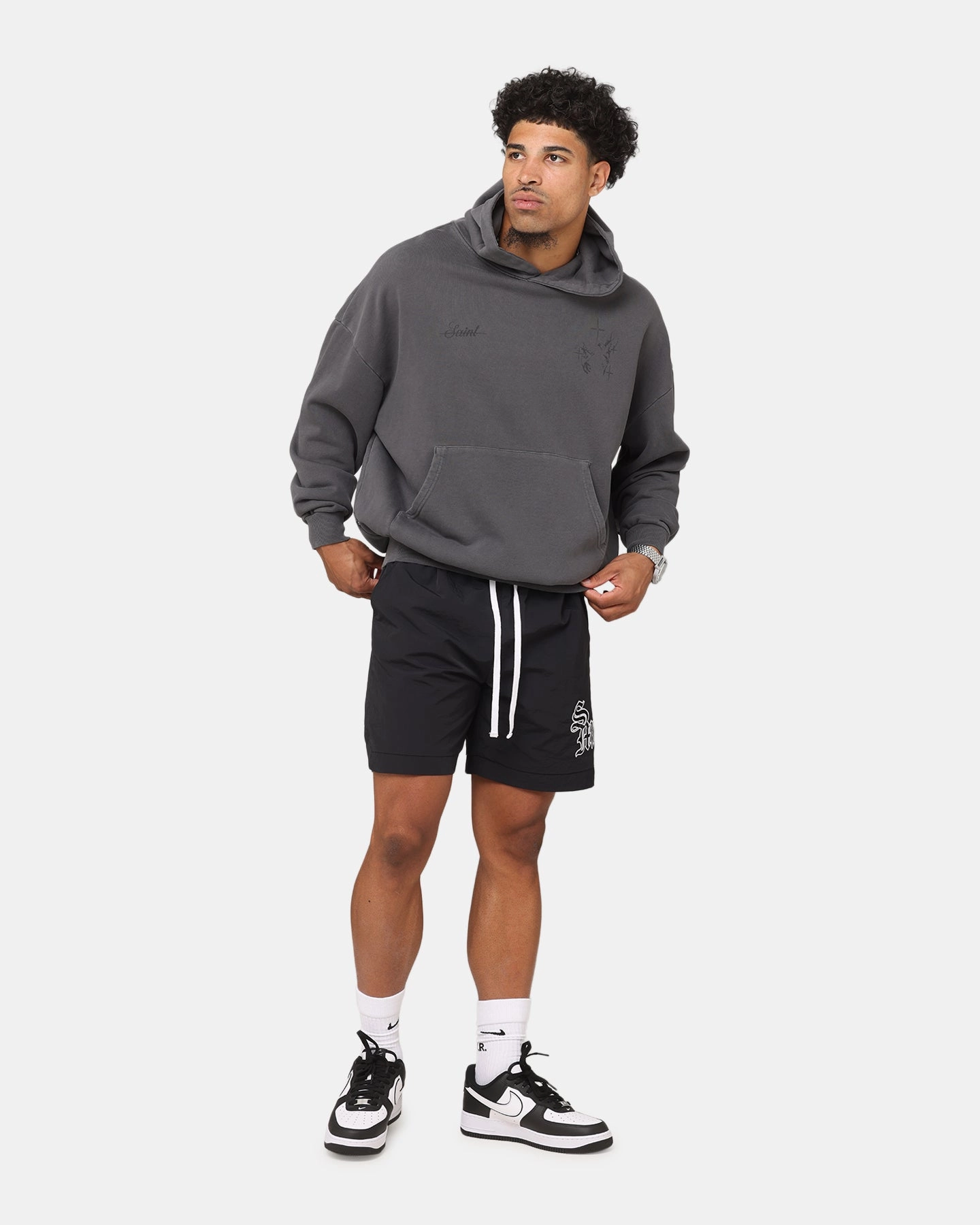 Saint Morta Destiny Rising Boxy Hoodie Washed Black Flexibility Spiritual wear