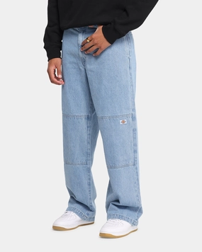 Dickies 82-283AU Denim Jeans Light Indigo Laser Cut Edges Tangle Free Cuffs