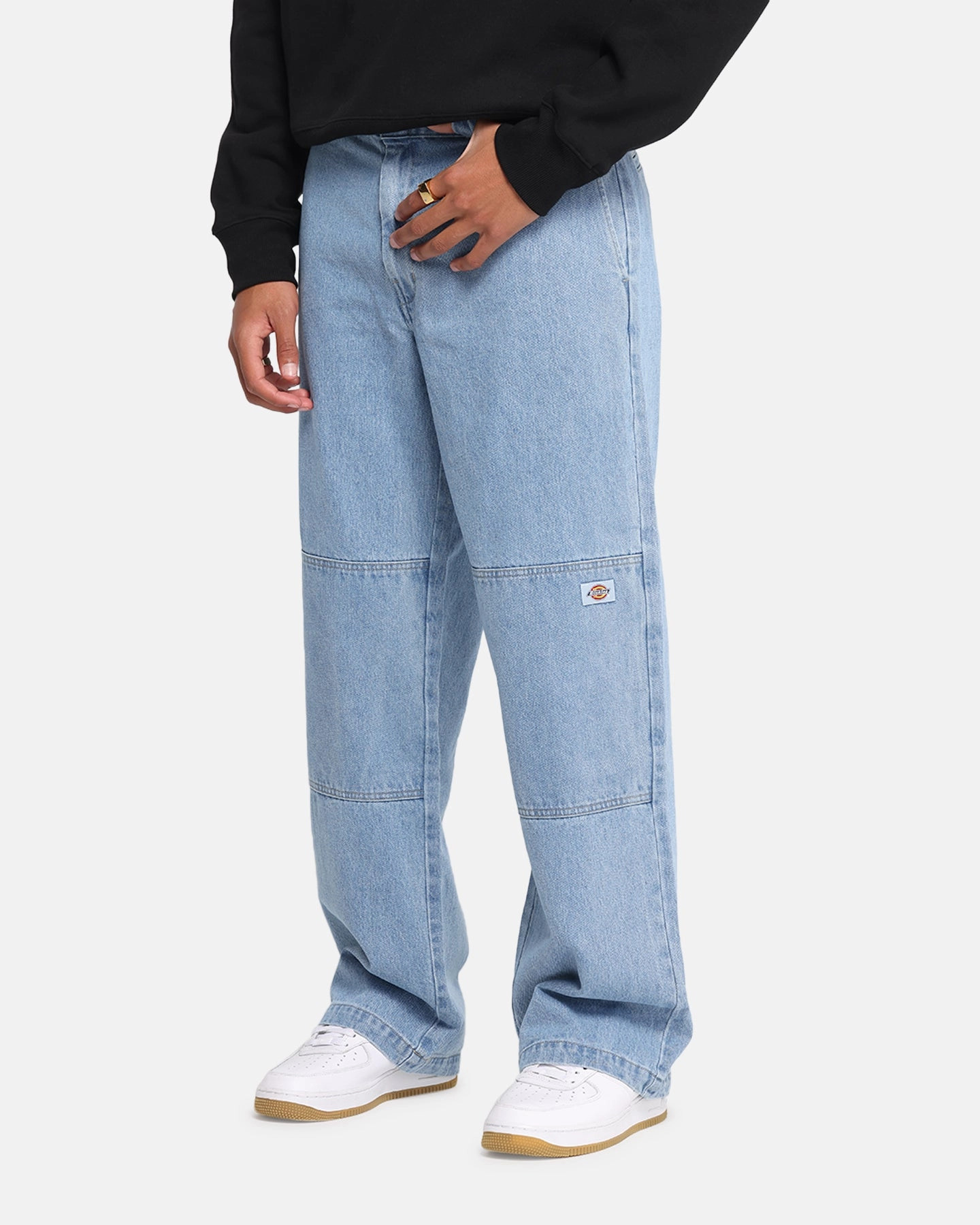 Dickies 82-283AU Denim Jeans Light Indigo Laser Cut Edges Tangle Free Cuffs