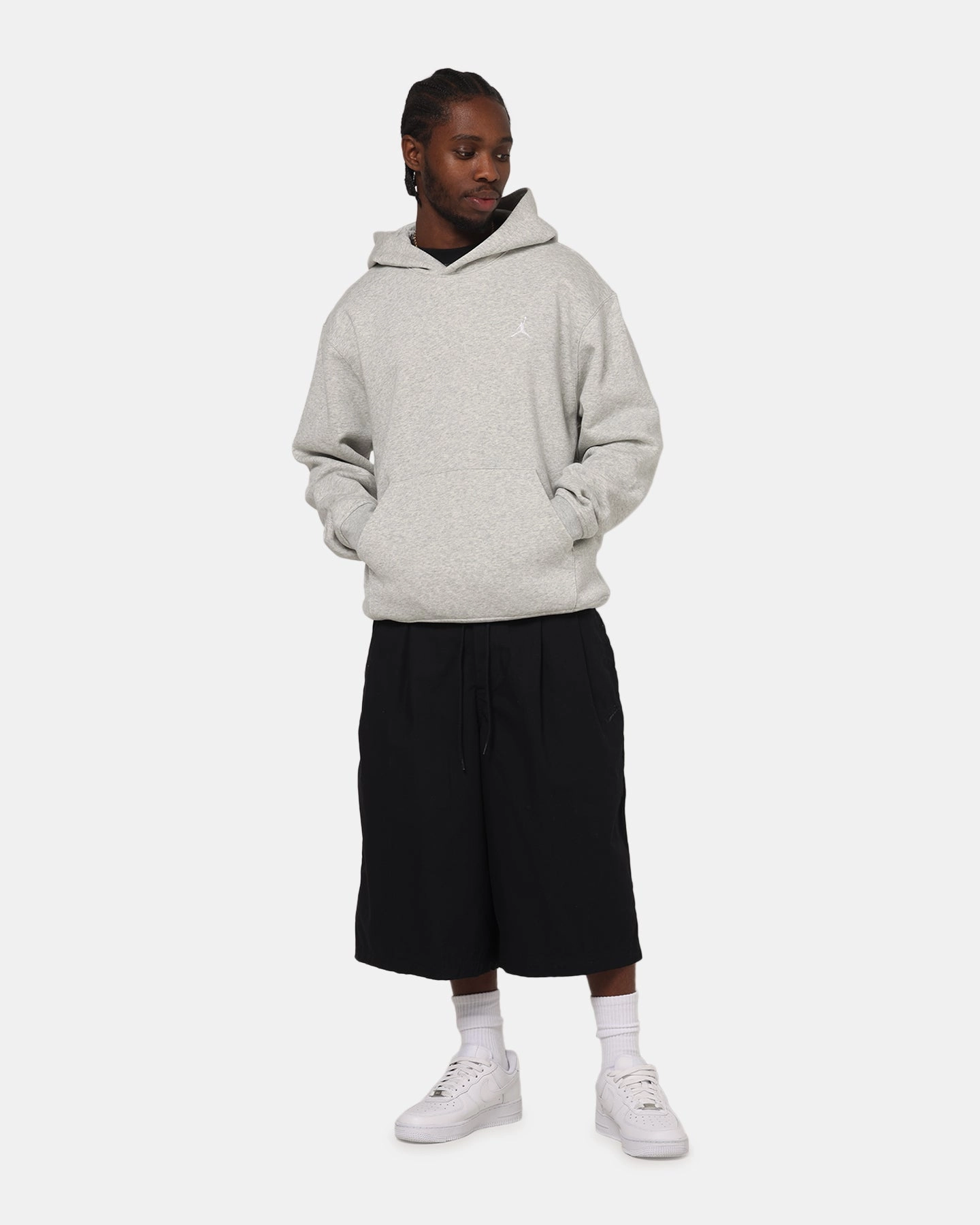 Jordan Brooklyn Fleece Pullover Hoodie Grey Heather/White Dromedary like