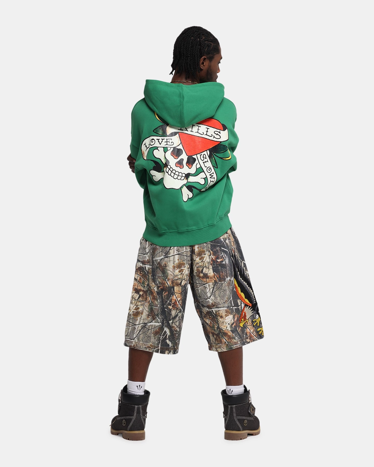 Ed Hardy Love Kills Slowly Zip Hoodie Green Reinforced Hemline