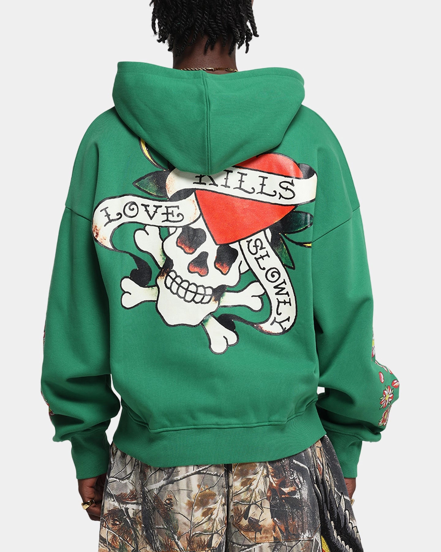All Weather Wear Bettong like Ed Hardy Love Kills Slowly Zip Hoodie Green