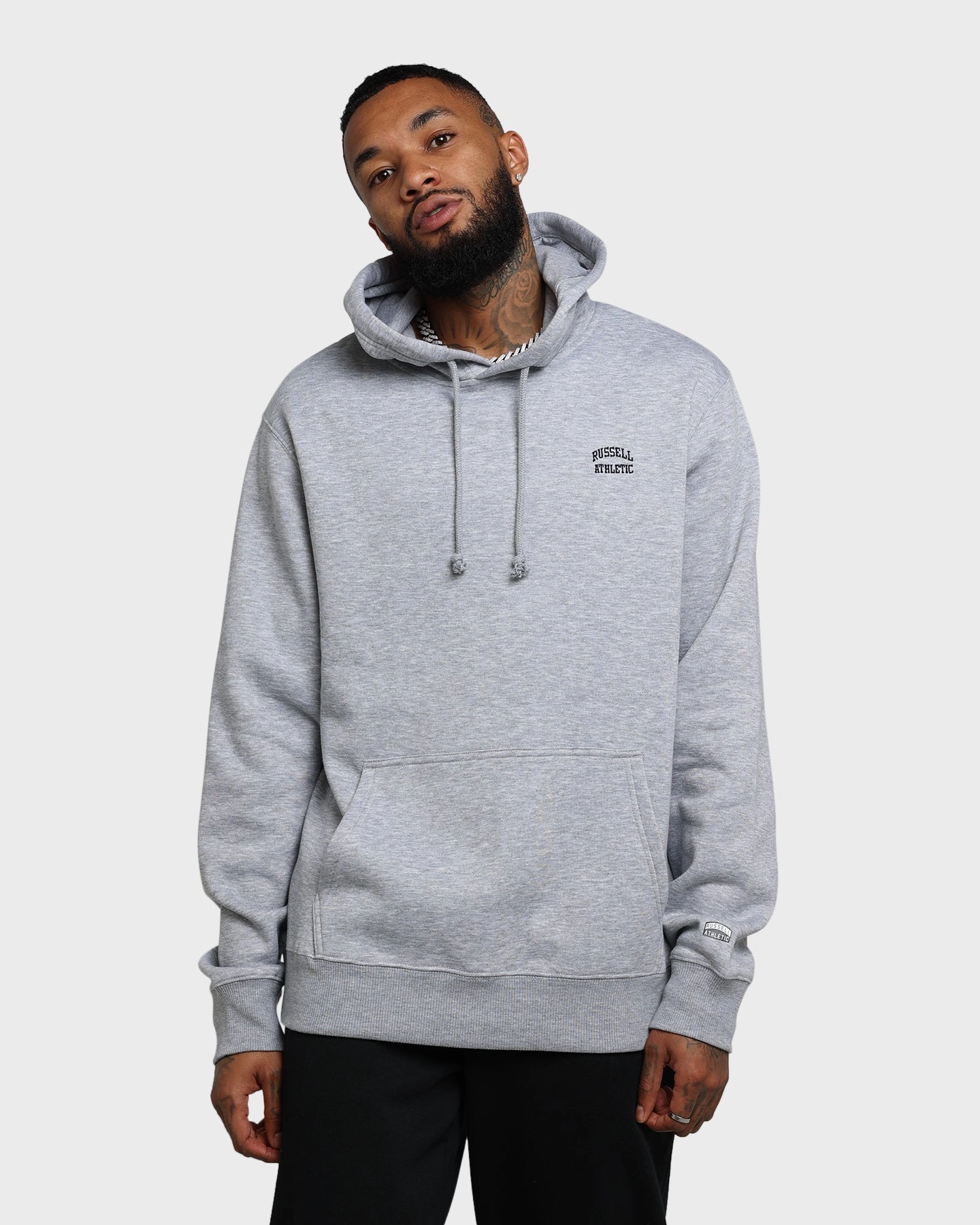 Russell Athletic Originals Small Arch Hoodie Grey Marle Durable Shield Reflective Safety Trim