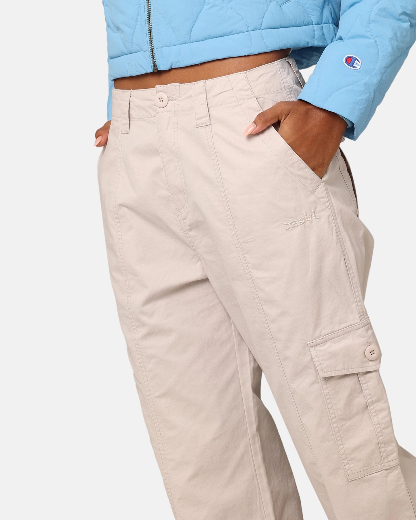 X-Girl Work Cargo Pants White Sand Training Wear