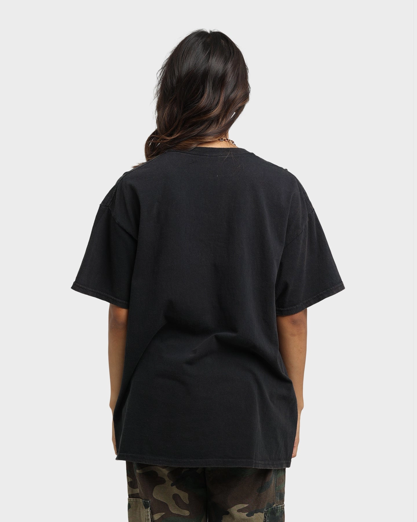 Soft Cotton Feel Goat Crew Korea T-Shirt Black Wash