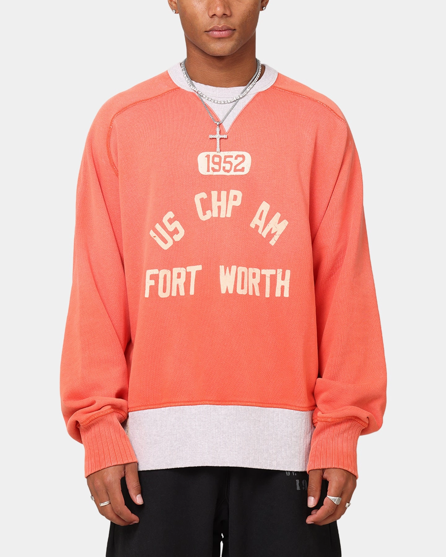 Champion 50's Saddle Crew Sweatshirt Team Red Scarlet Layered Knitwear Functional Comfort