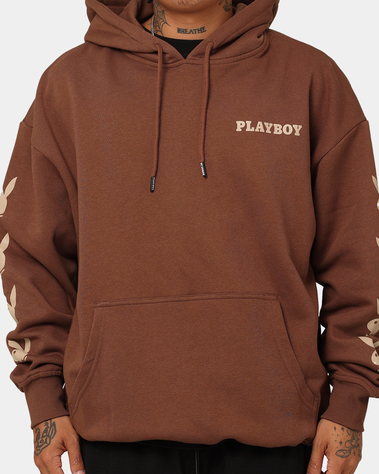 Playboy Side Bunny Stack Hoodie Brown monochromatic