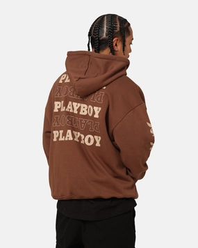 Impact suitable for solo travel Playboy Side Bunny Stack Hoodie Brown