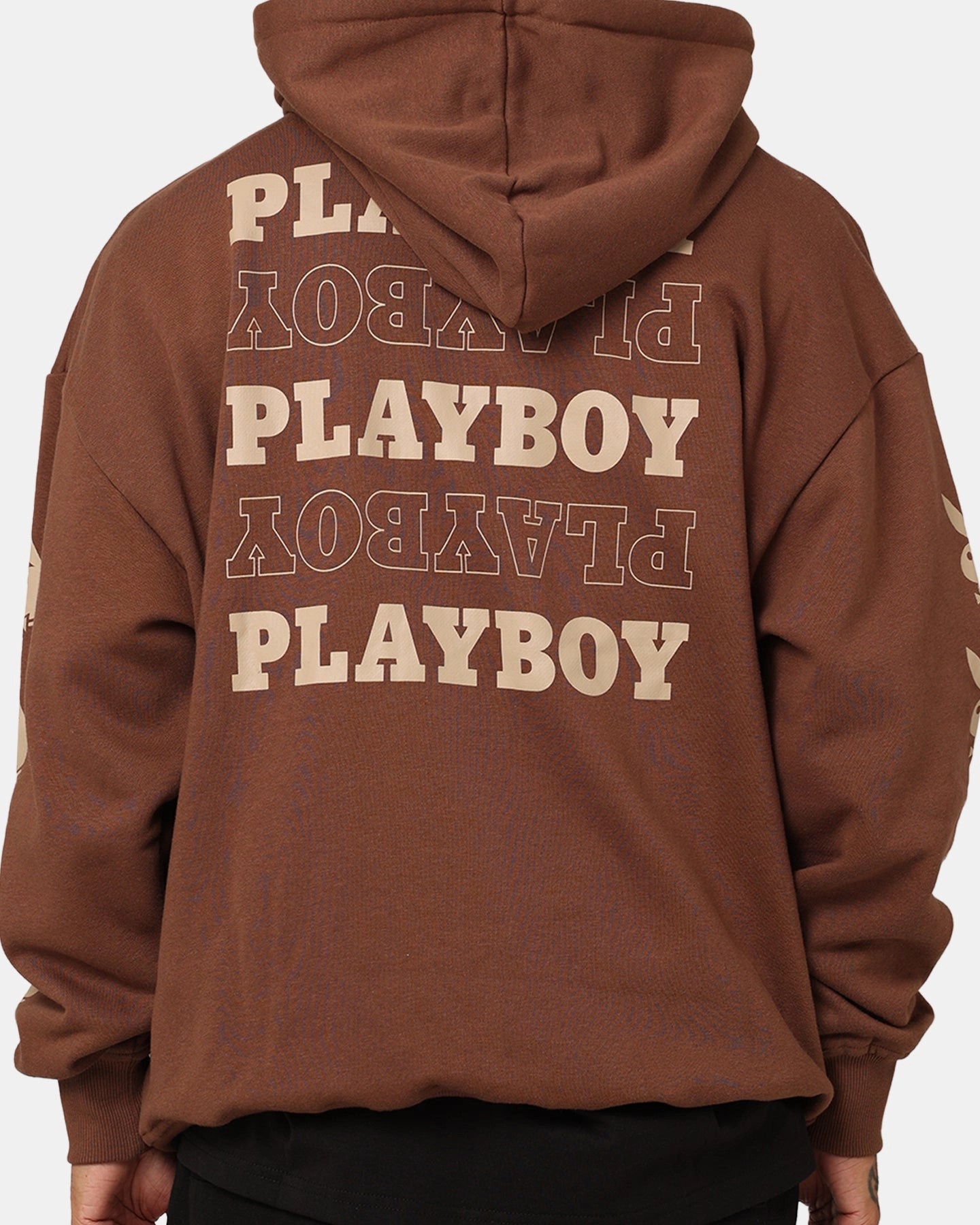 Playboy Side Bunny Stack Hoodie Brown suitable for water sports