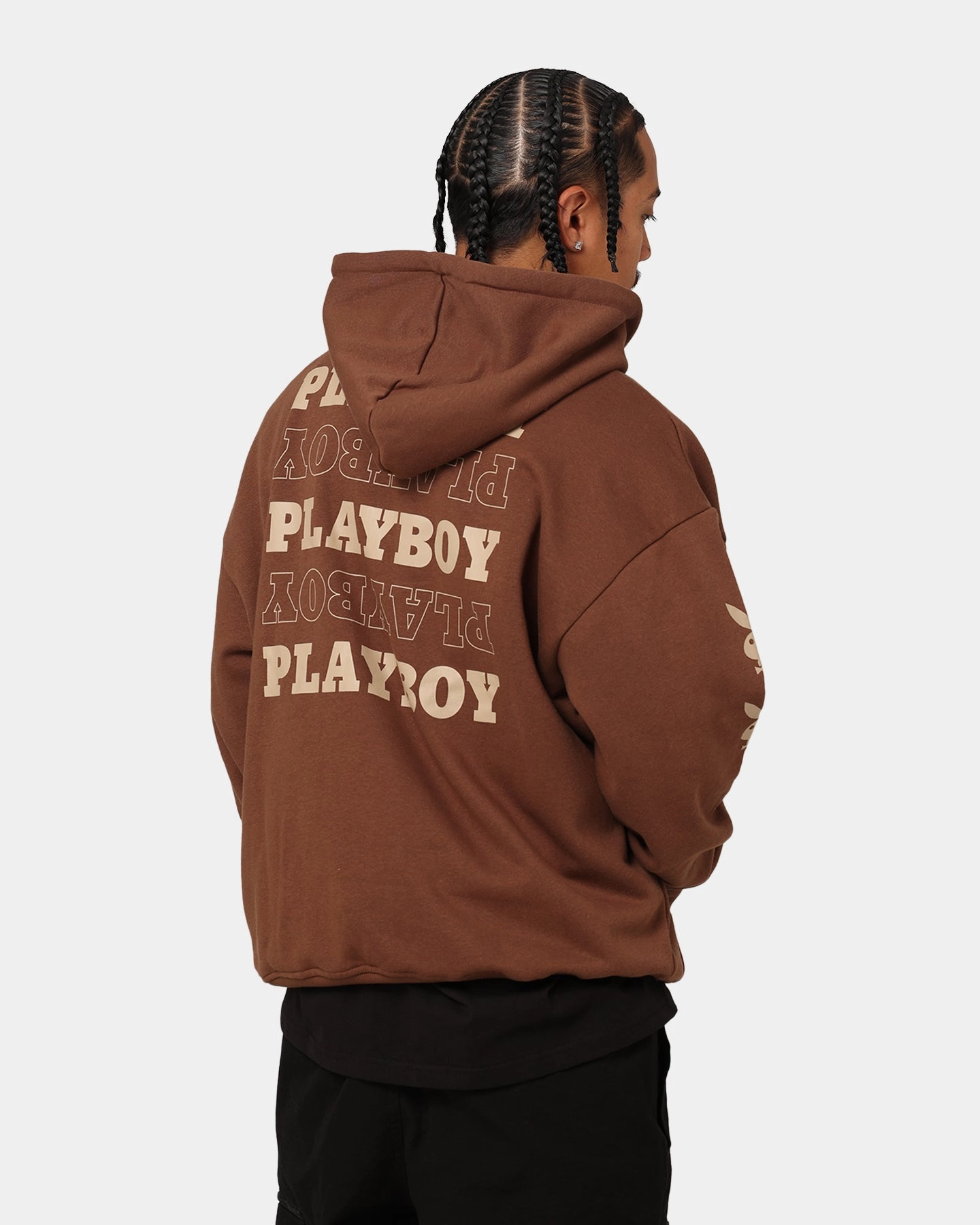 Impact suitable for solo travel Playboy Side Bunny Stack Hoodie Brown