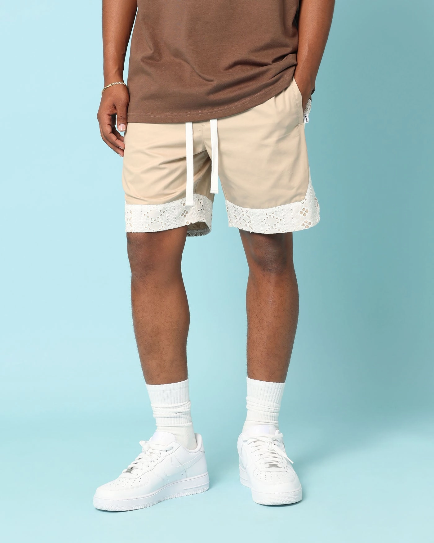 Durable Hemming Bonded Seam Technology Carr?? Bandana Lace Shorts Stone