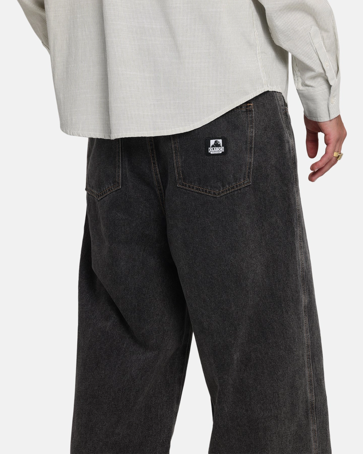 AbrasionResistantFabric BreathableMeshLining X-Large Baggy Bull Denim 91 Pants Washed Black