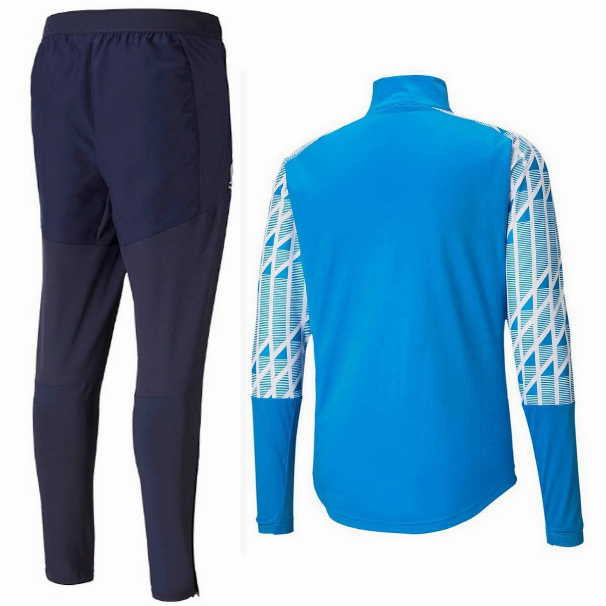 Non Chafing Flat Seams Flatlock Seams Olympique Marseille pre-match training presentation tracksuit 2021 - Puma