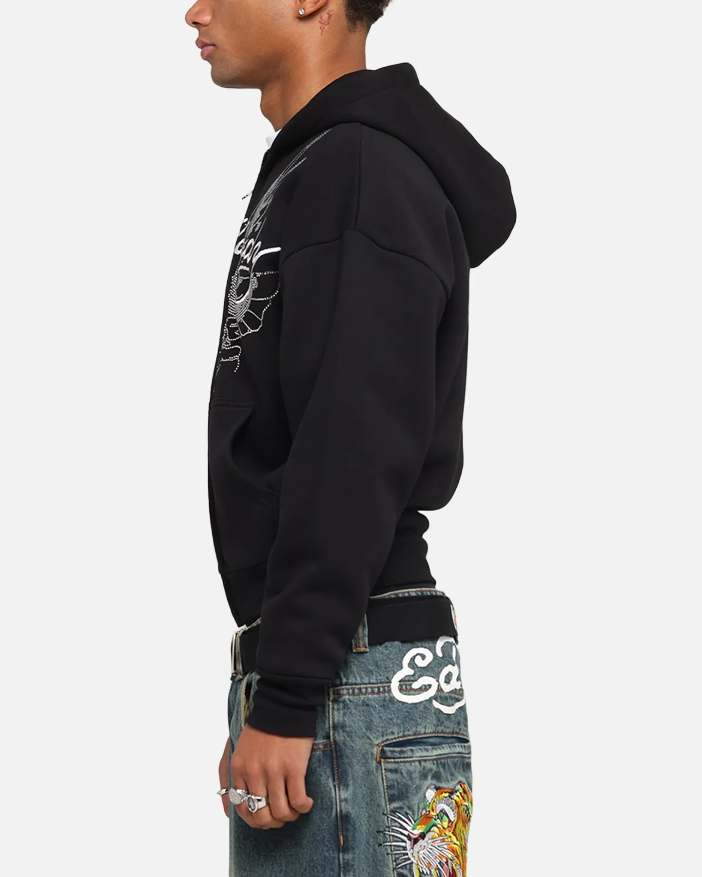 Ed Hardy Eagle Rhinestone Zip Hoodie Black Symbol
