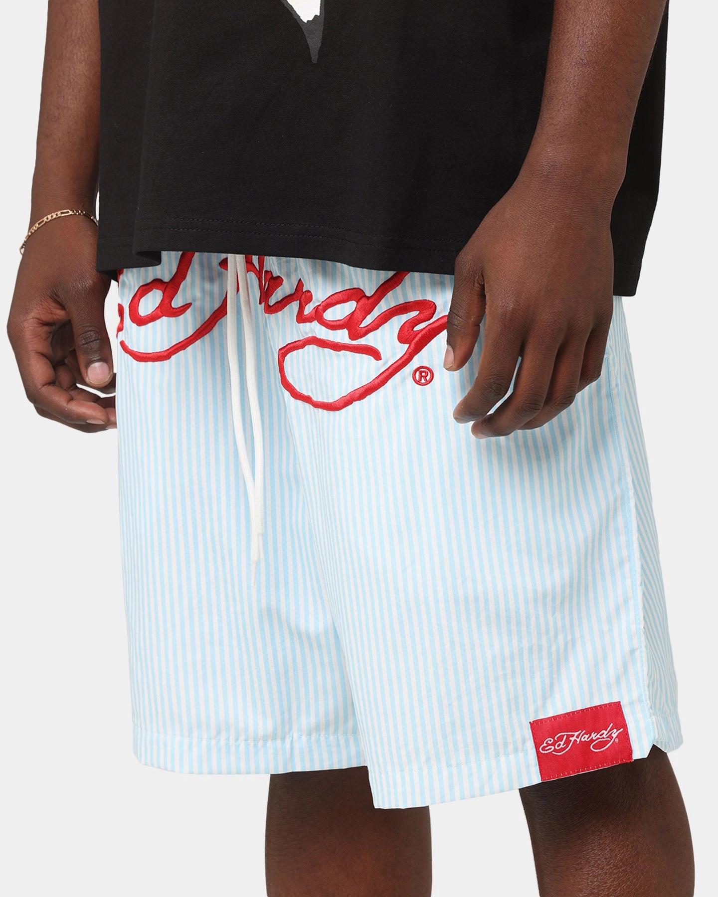 Father's Day gift Trendy Look Ed Hardy Beach Shorts Blue Stripe