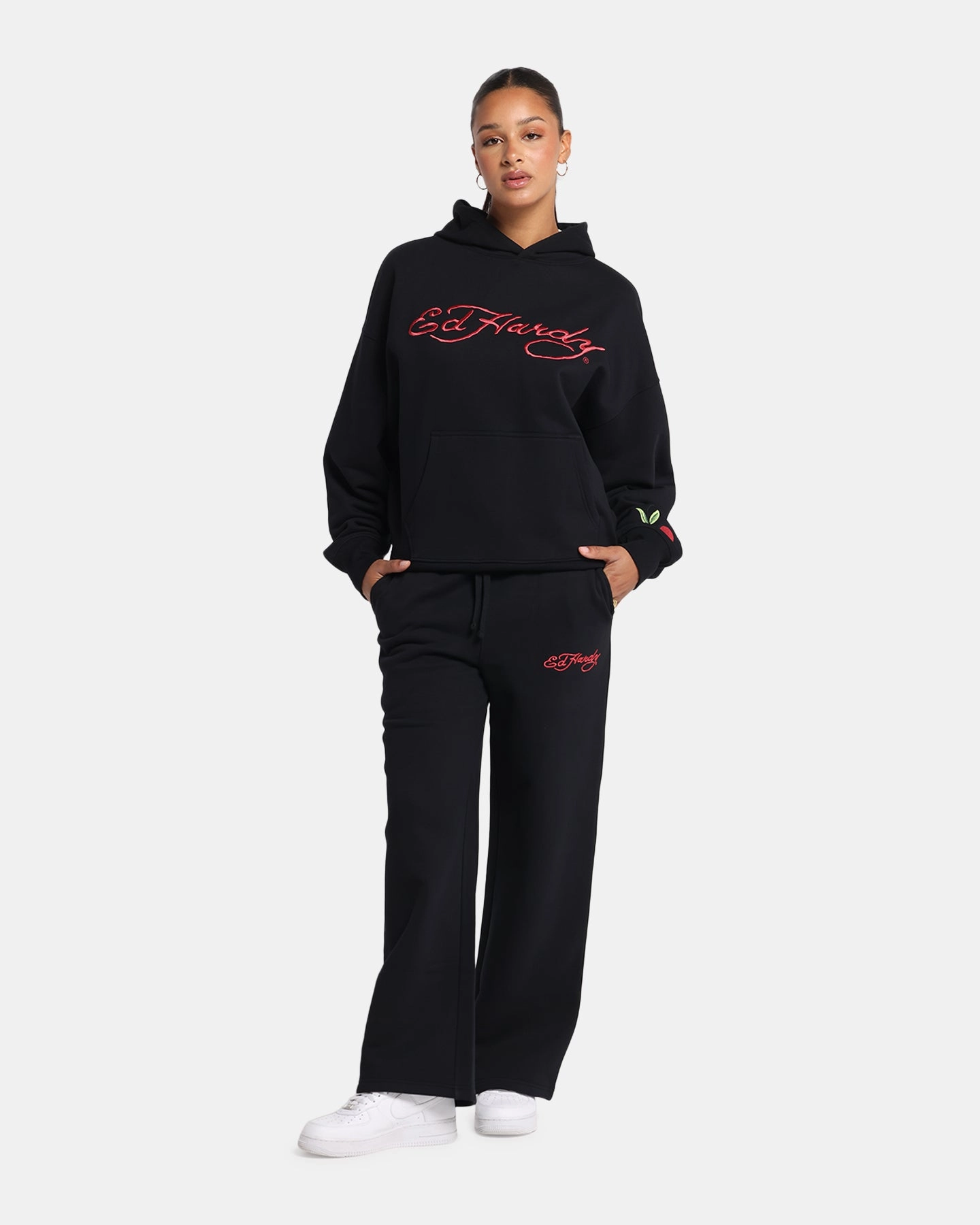 Tapered ankle Ed Hardy Cherry Trackpants Black