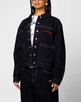 DualVentilation Zippers Ed Hardy Coach Denim Jacket Raw Indigo