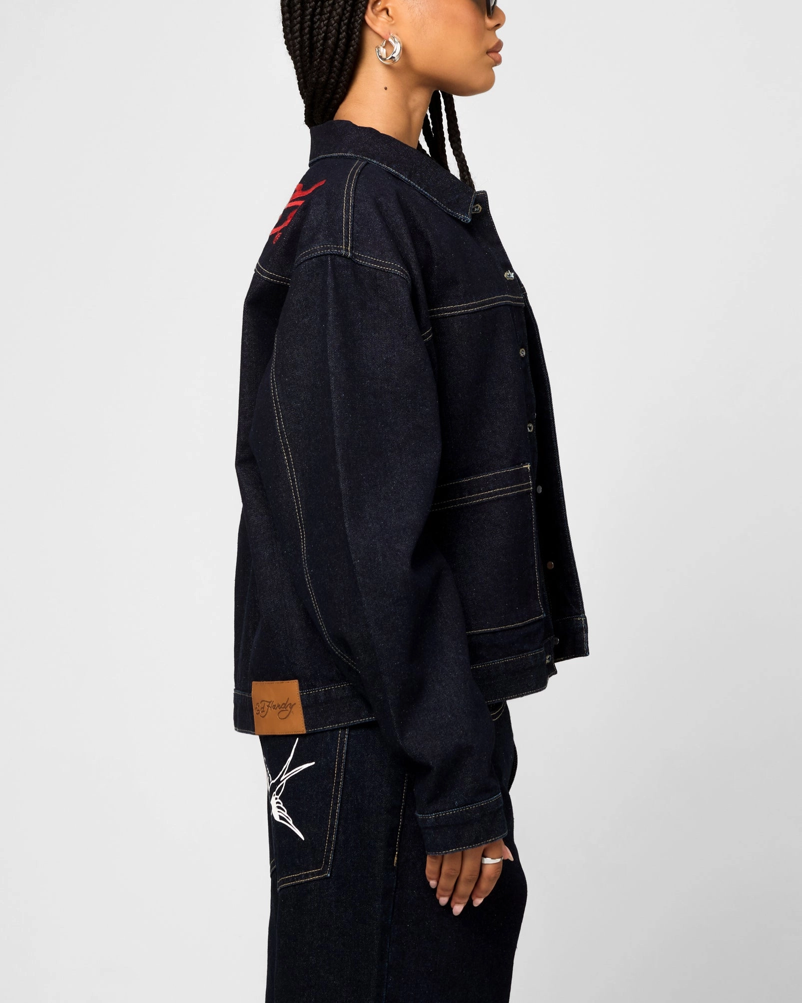 Abrasion Resistant Surface Ed Hardy Coach Denim Jacket Raw Indigo