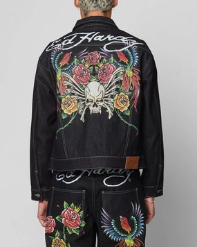 Ed Hardy Denim Jacket Raw Indigo Performance Wear