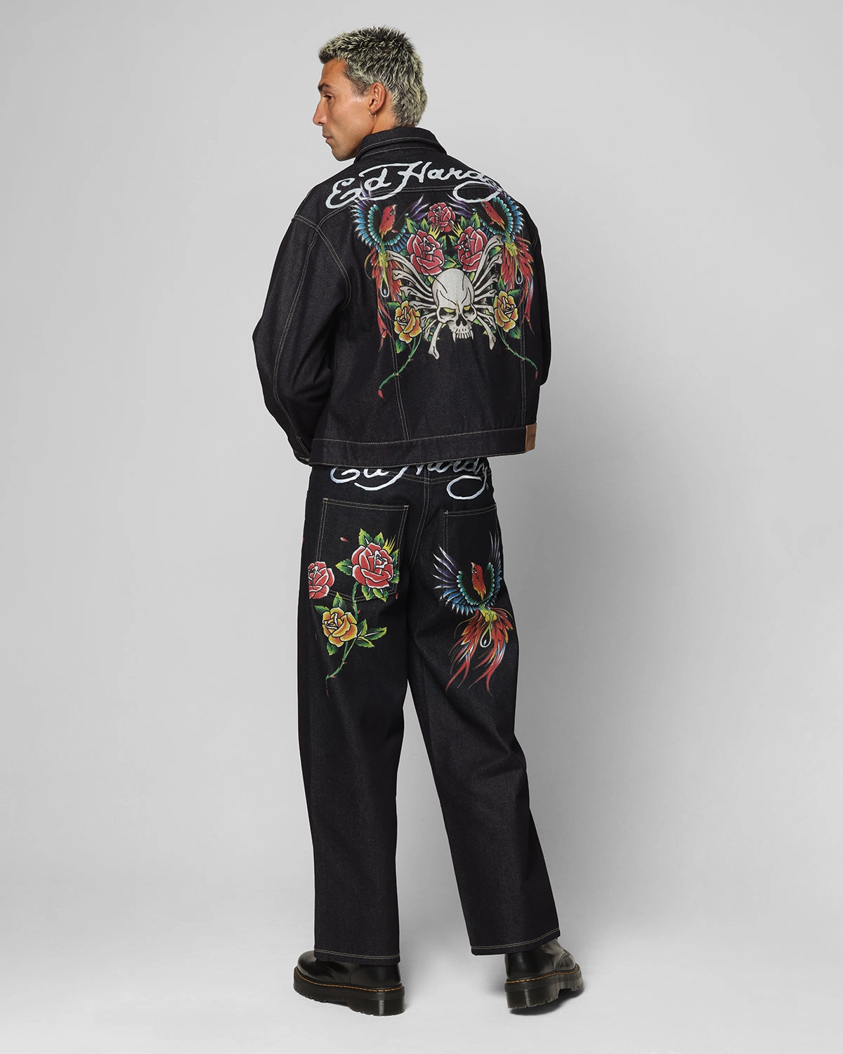 Tapered Look Ed Hardy Denim Jeans Raw Indigo