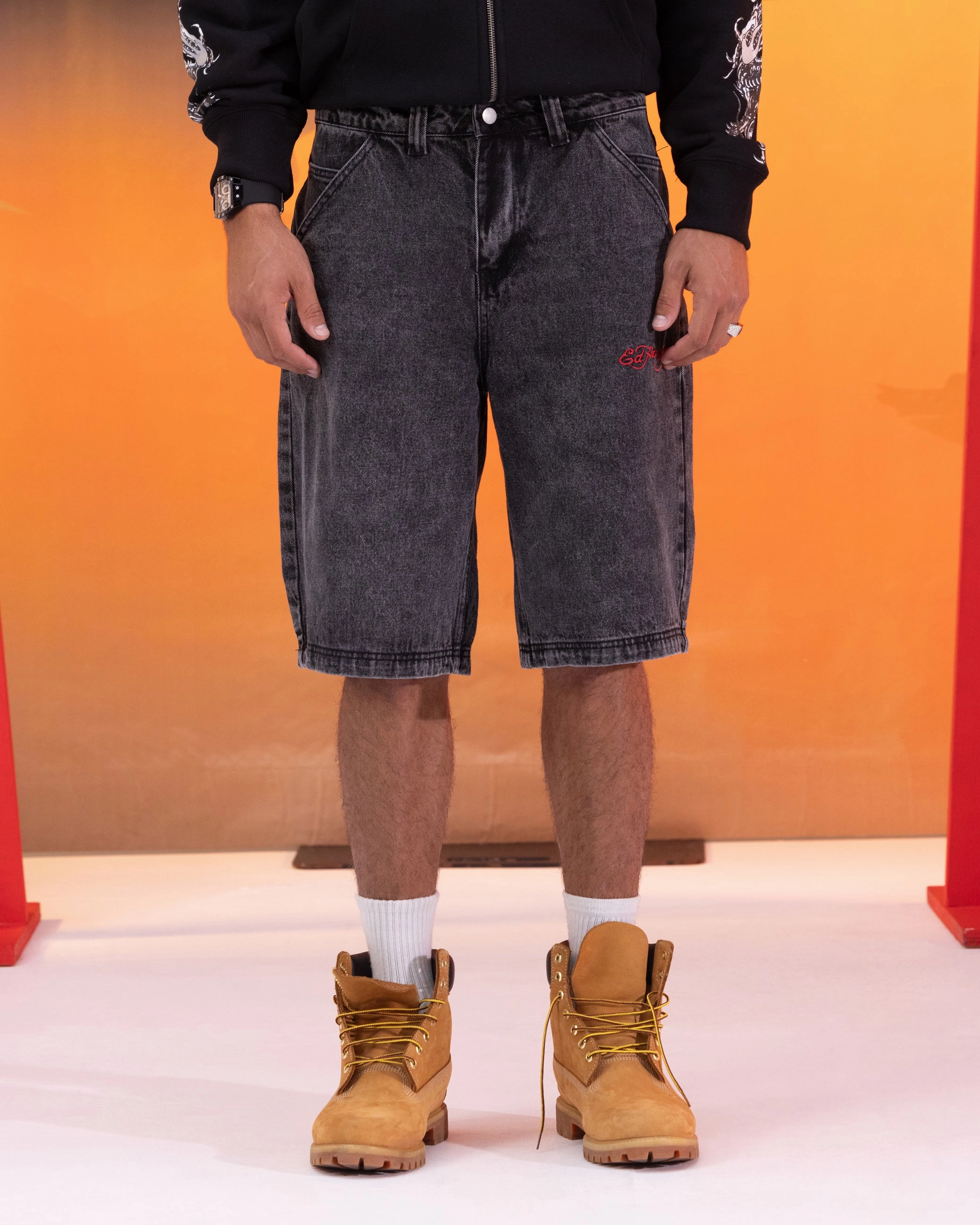 Ed Hardy Devil Jorts Black Chilly Weather Comfort Perfect Comfort Fit