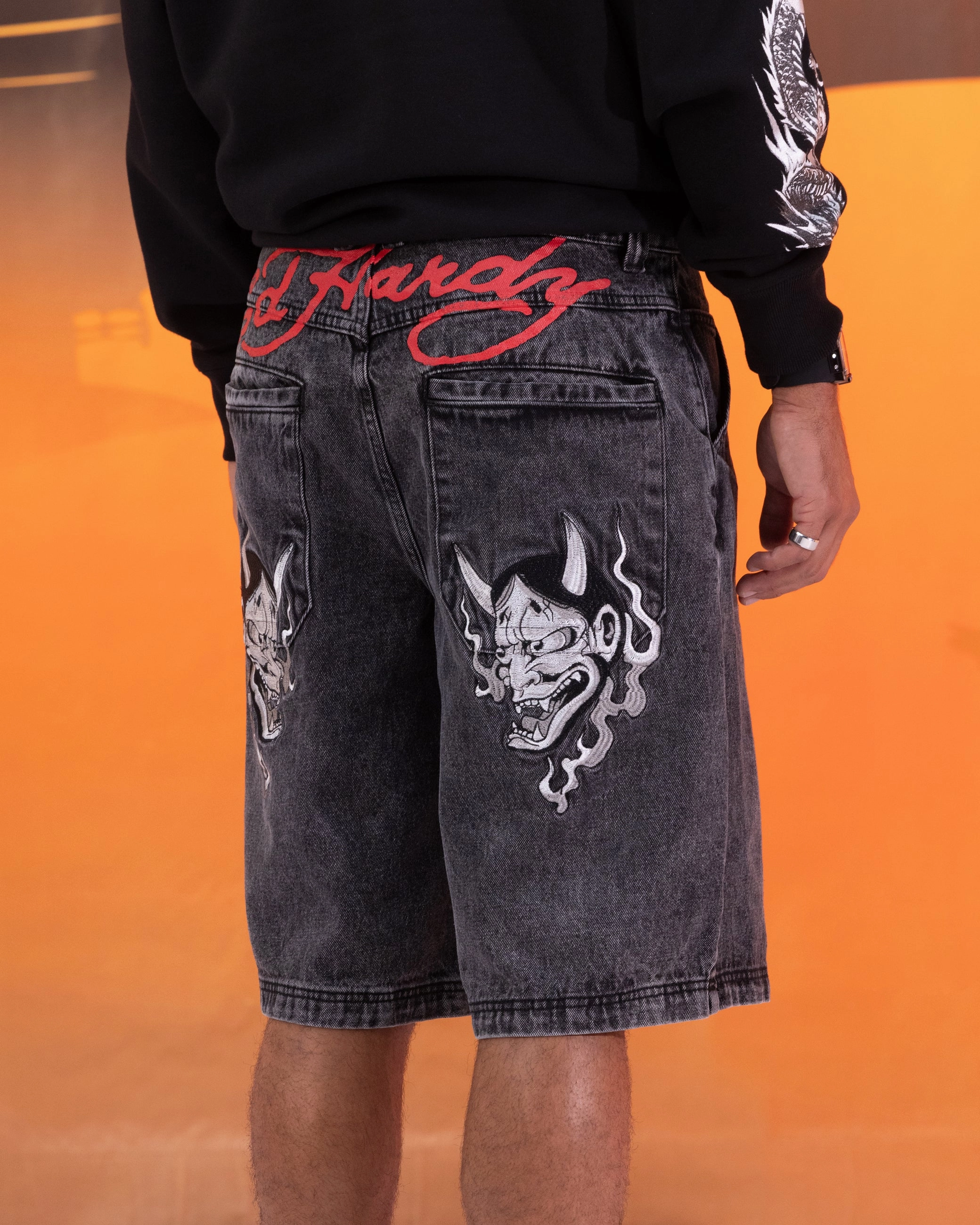 Ed Hardy Devil Jorts Black Breathable Fit Wrinklefree