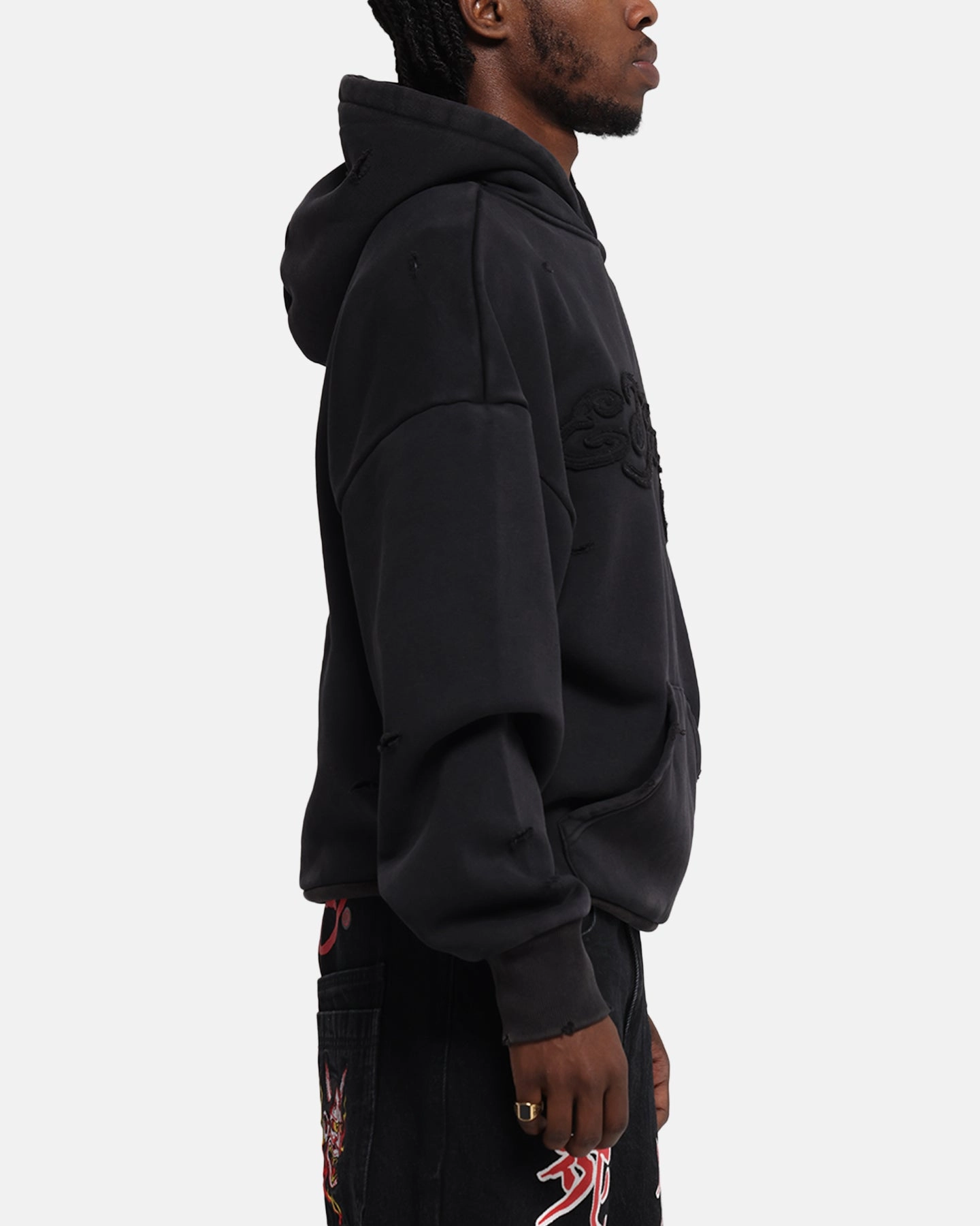 Ed Hardy Distressed Hoodie Black couple's look