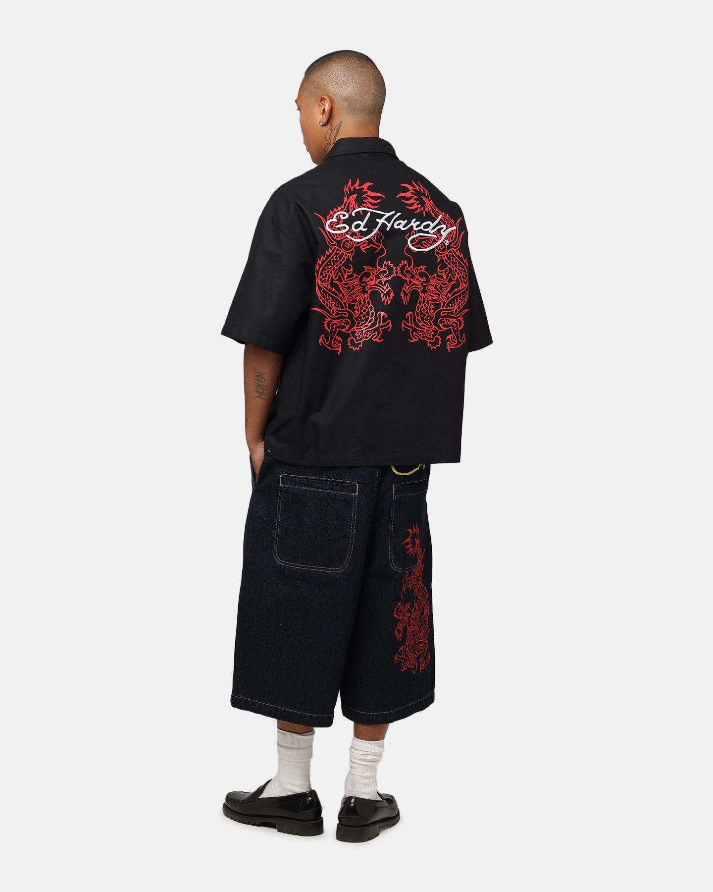 Ed Hardy Dragon Zip Shirt Black Trendy Fashion