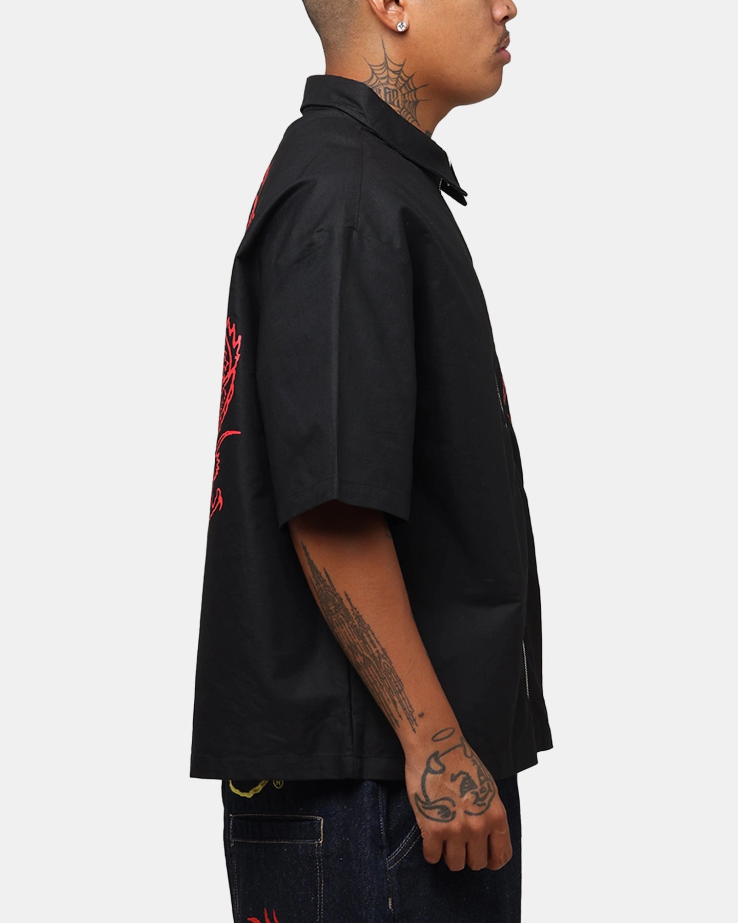 Ed Hardy Dragon Zip Shirt Black All-Ages Fit Minimalist Style