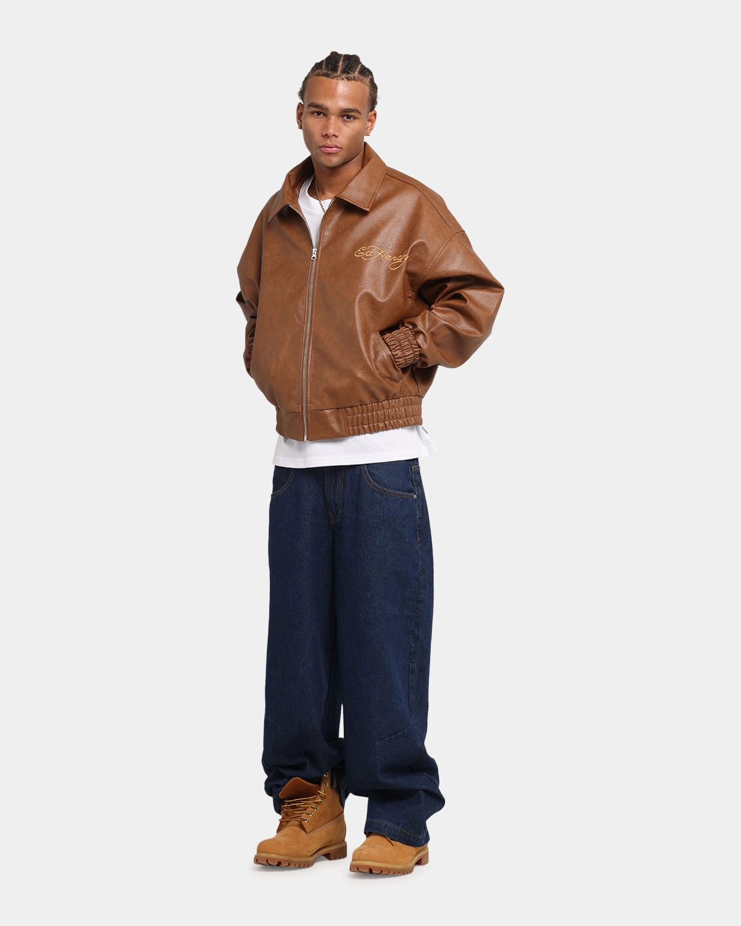 Seam Sealed Construction Ed Hardy Eagle Jacket Brown