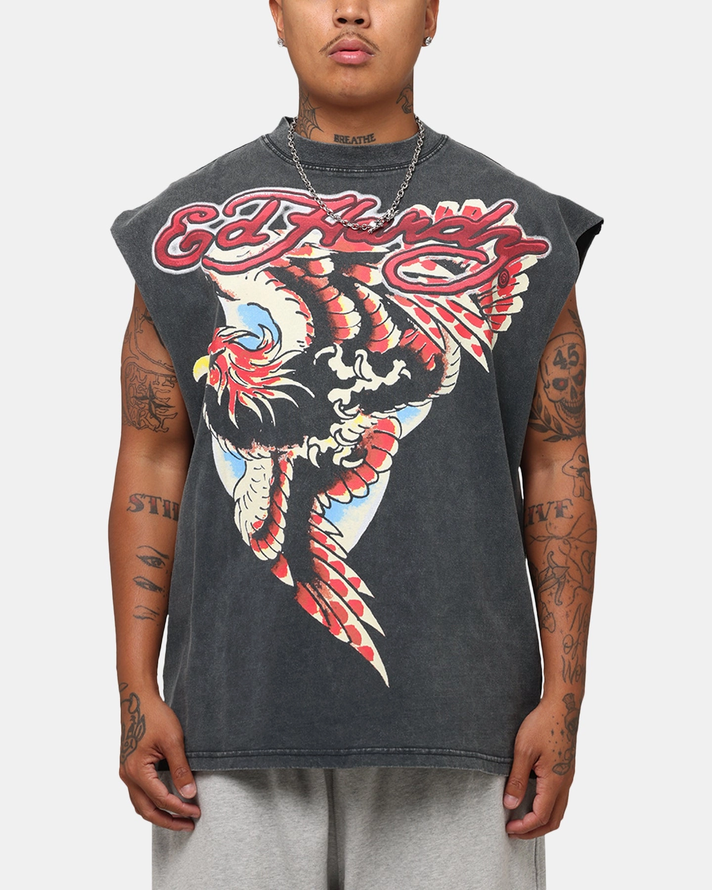 Ed Hardy Eagle Motor Muscle T-Shirt Black Comfortable Layering