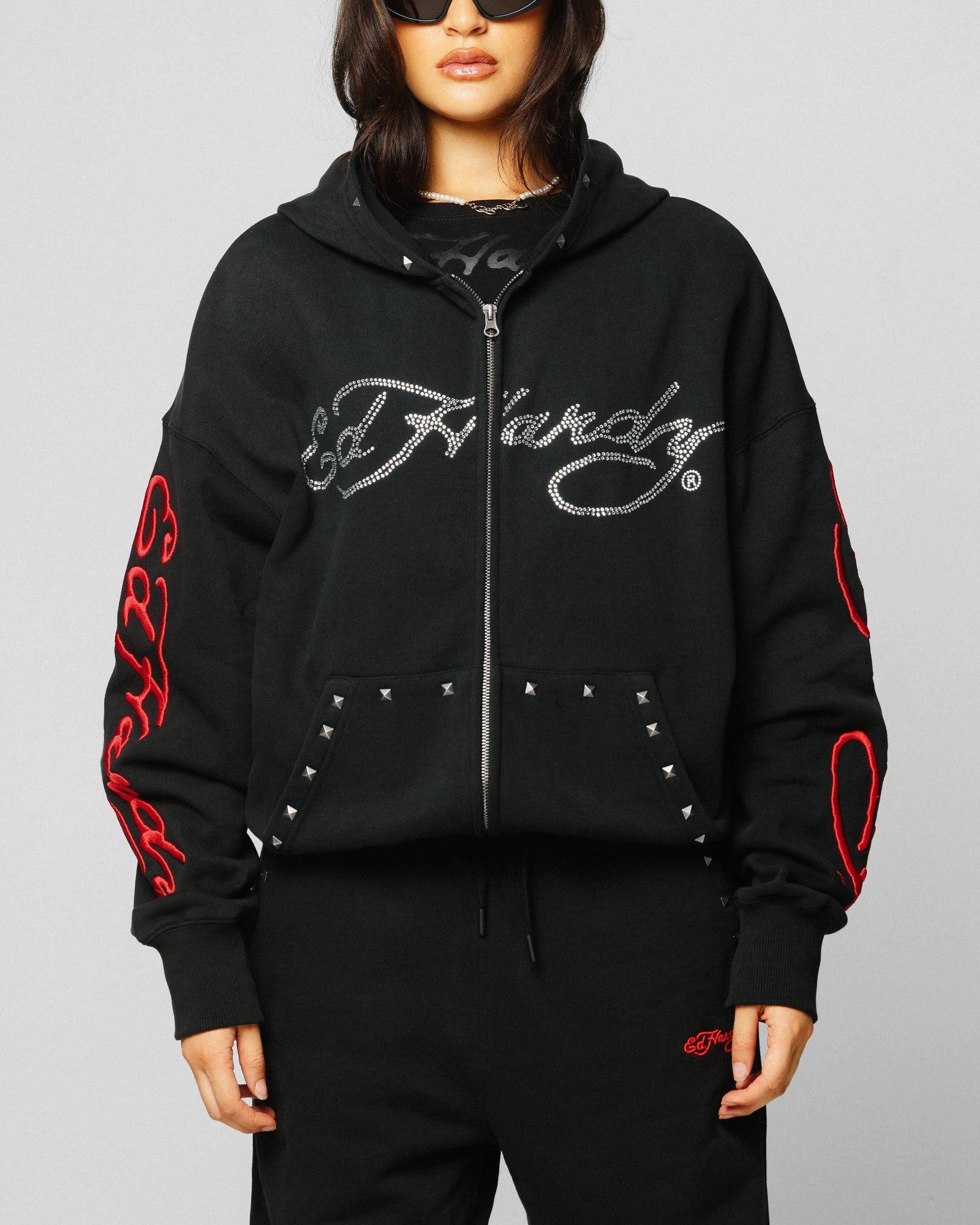 Ed Hardy Ed Hardy Hoodie Black V-Neck Effortless Comfort