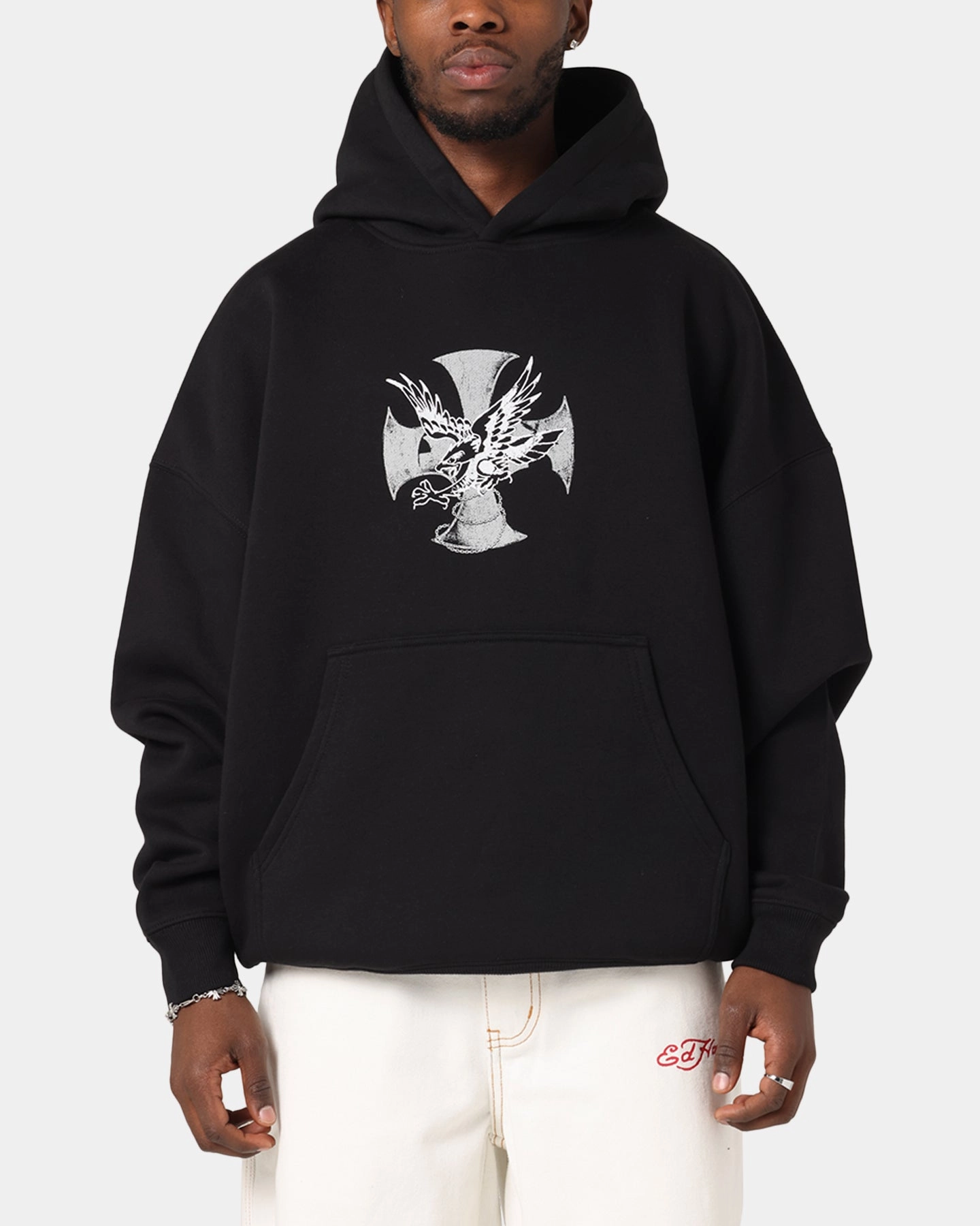 Ed Hardy Flight Hoodie Black Flexible Hood Porcupine like