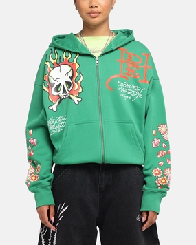 Workout Warmup Ed Hardy Love Kills Slowly Zip Hoodie Green