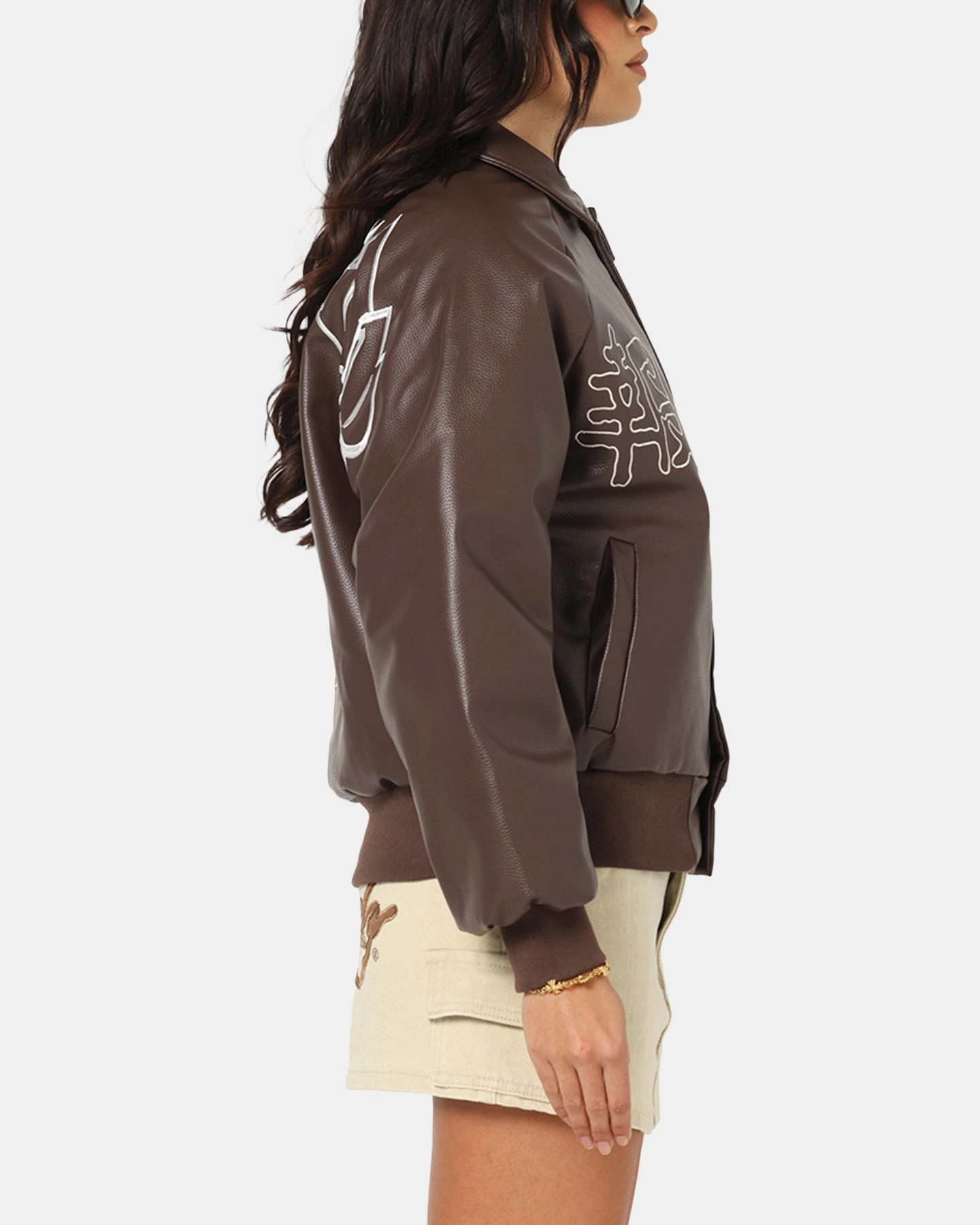 Athletic Wear men Ed Hardy Shinjuku Leather Jacket Brown