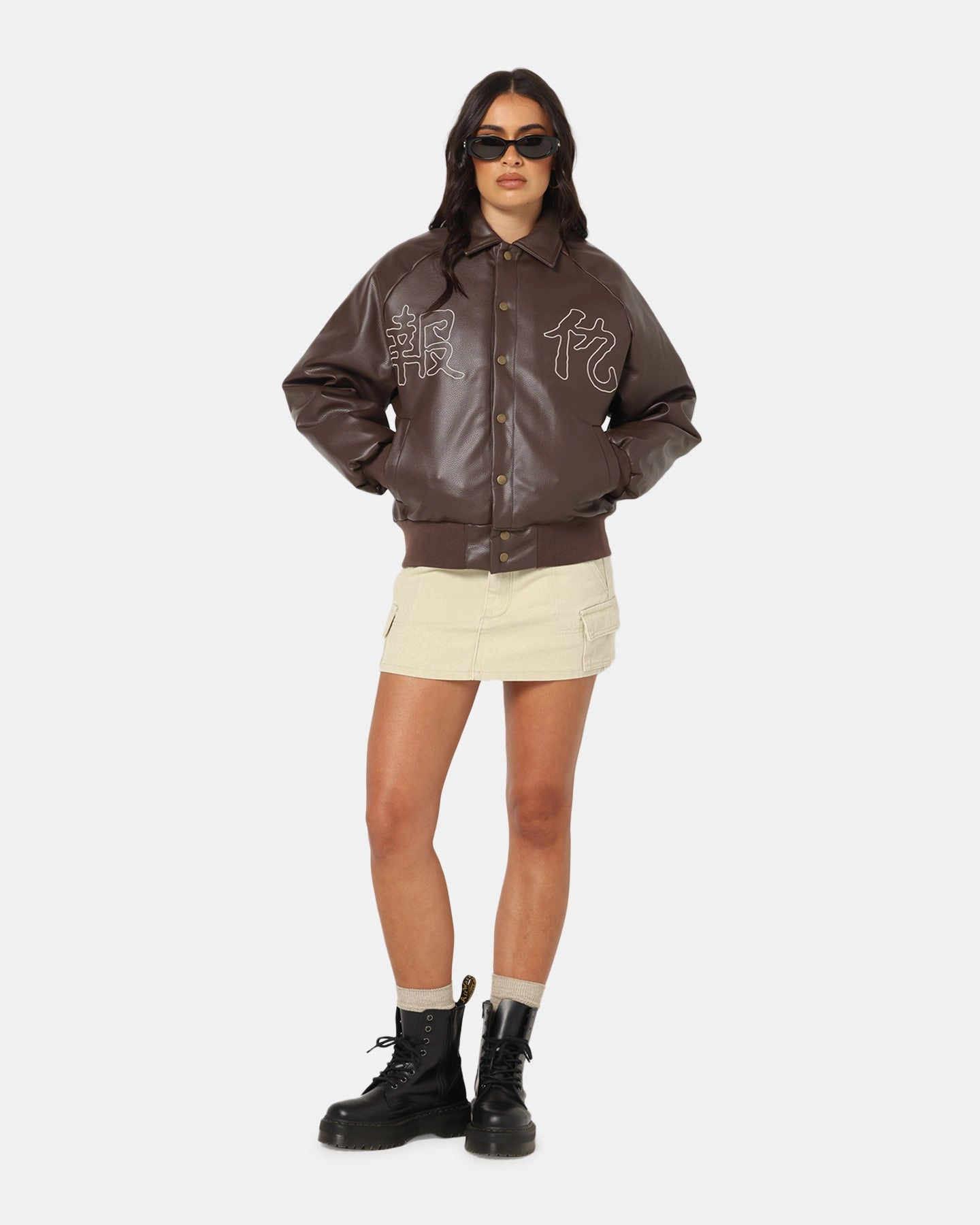 suitable for funerals Seamless Edging Ed Hardy Shinjuku Leather Jacket Brown