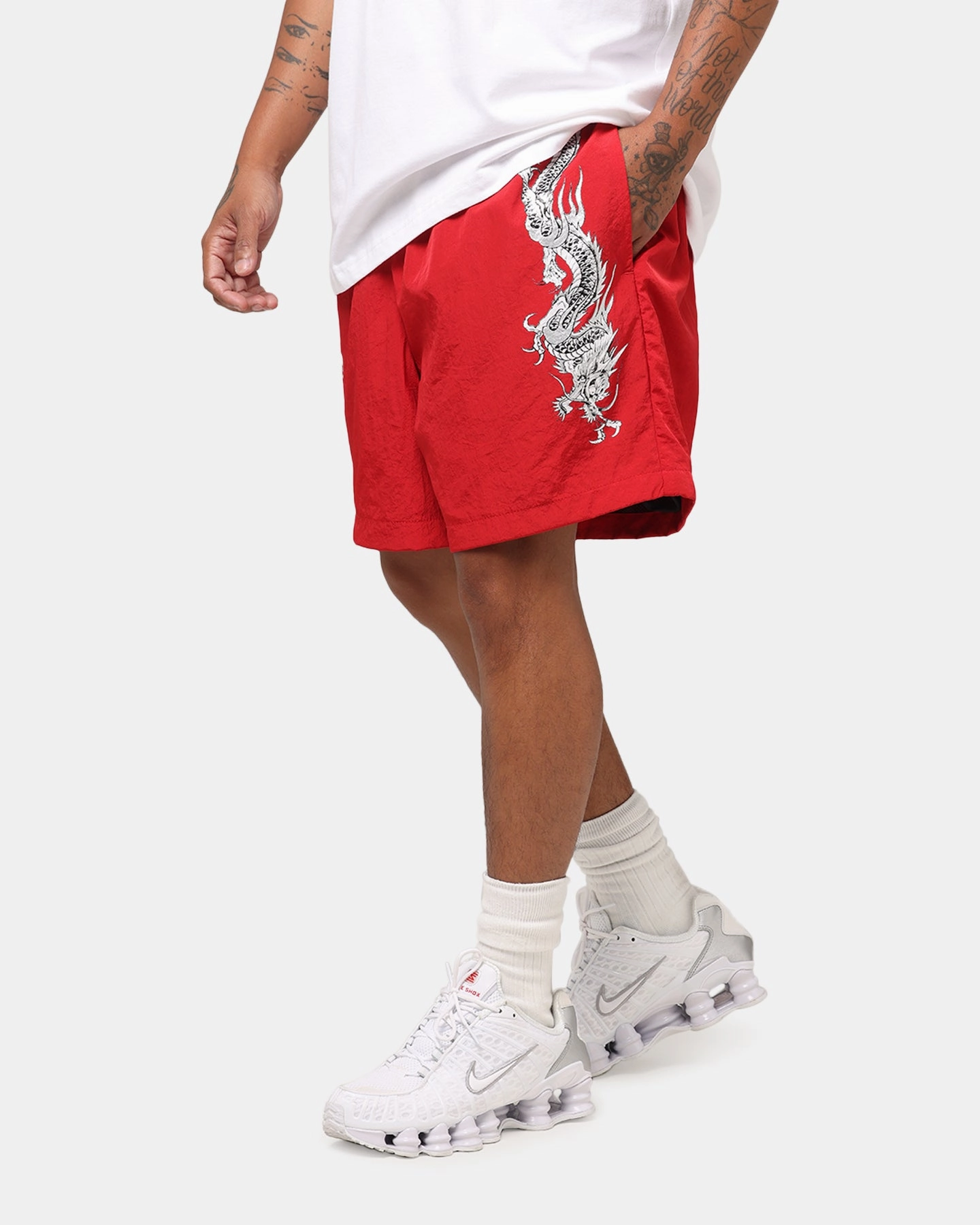 Value for Money Ed Hardy Tribal Dragon Shorts Red