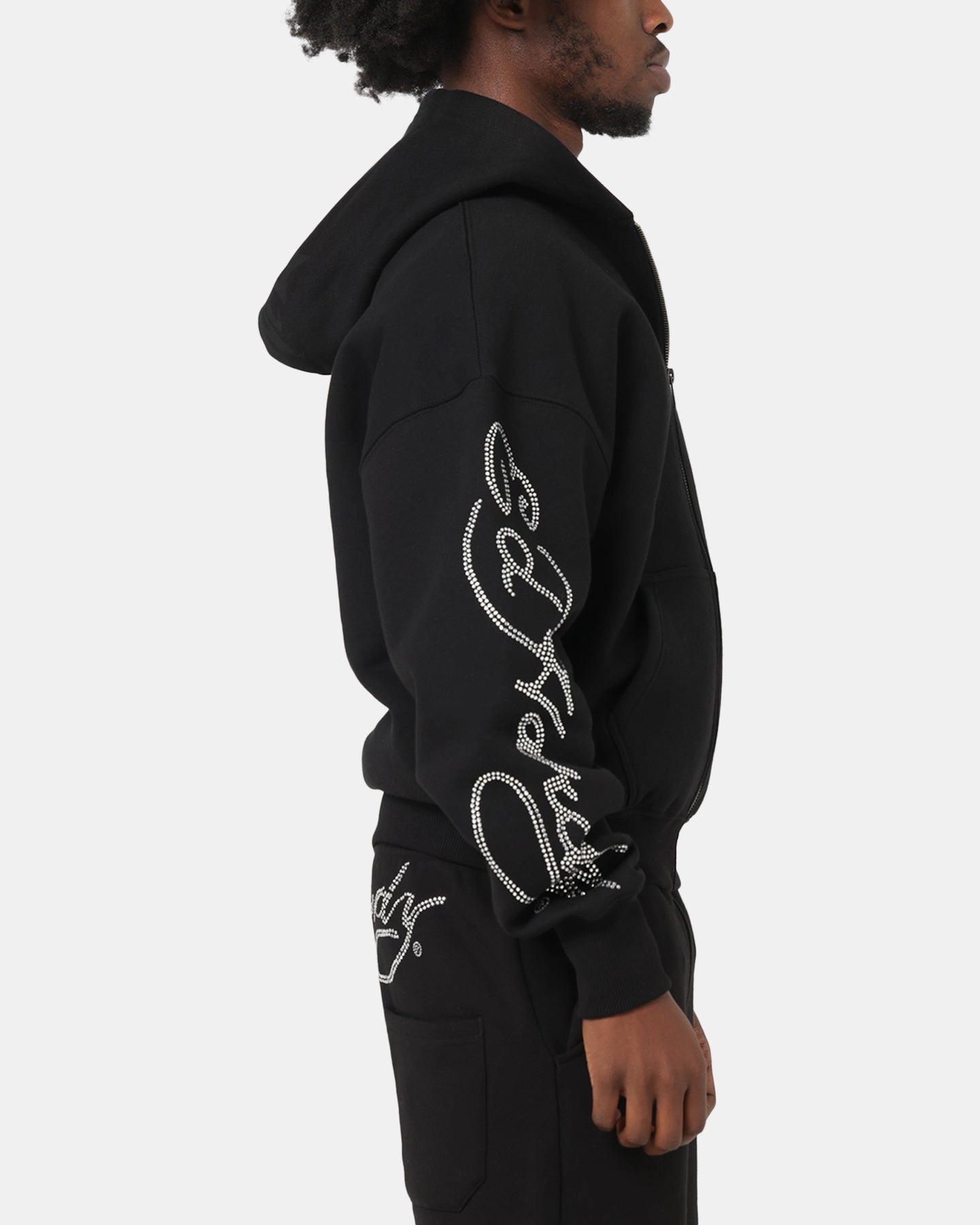 warm-toned Adjustable Drawstrings Ed Hardy Trinity Zip Hoodie Black