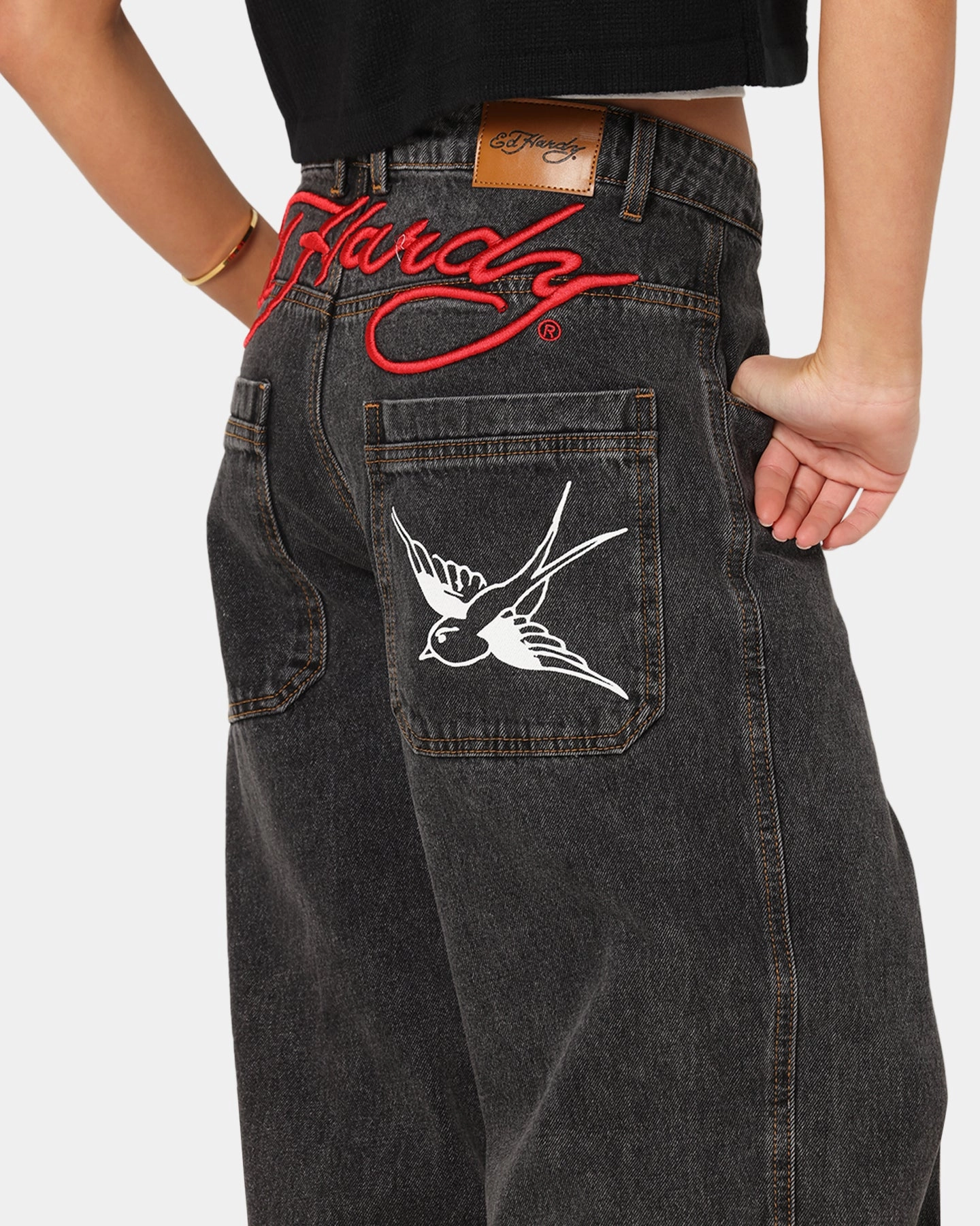 Common look City Walk Bold Look Ed Hardy Wide Leg Jeans Black