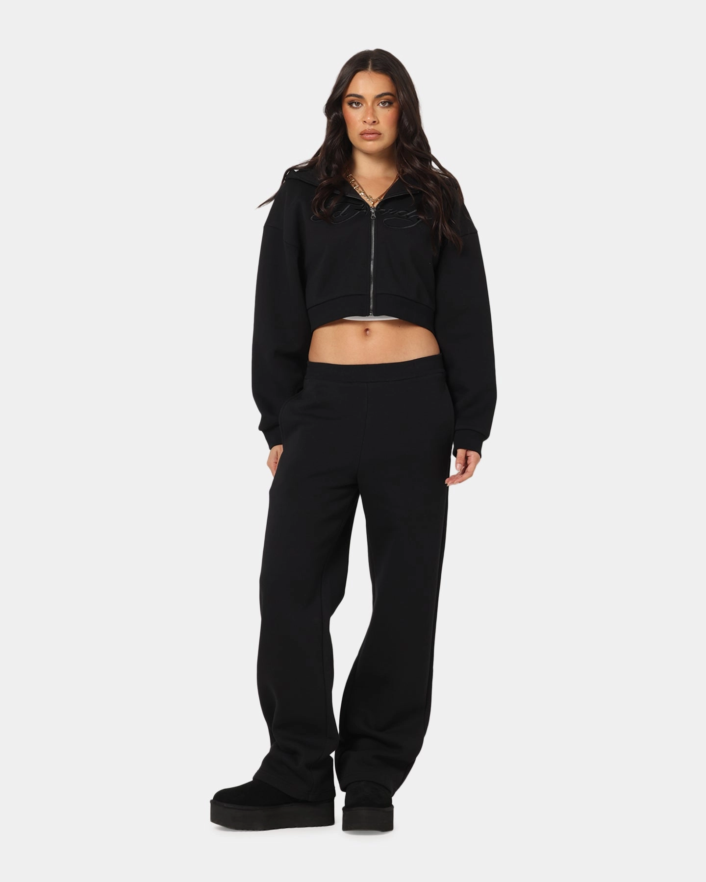 Perfect Fit Non Binding Waist Ed Hardy Women's Butterfly Effect Trackpants Black