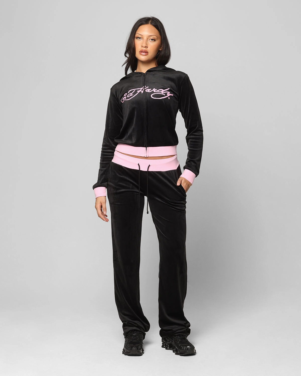 Sporty Layer stain guard Ed Hardy Women's Ed Hardy Trackpants Black/Pink