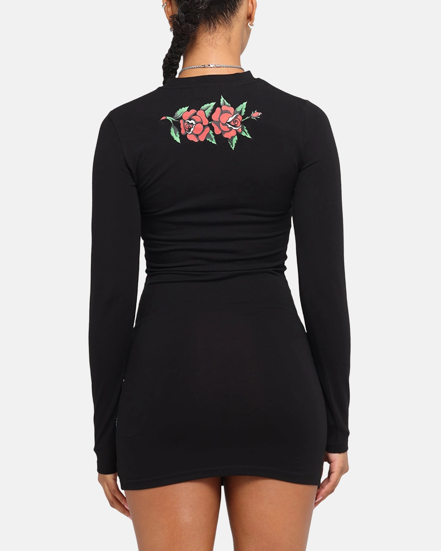 Ed Hardy Women's Panther Long Sleeve Dress Black Muted Tones Classic Motion