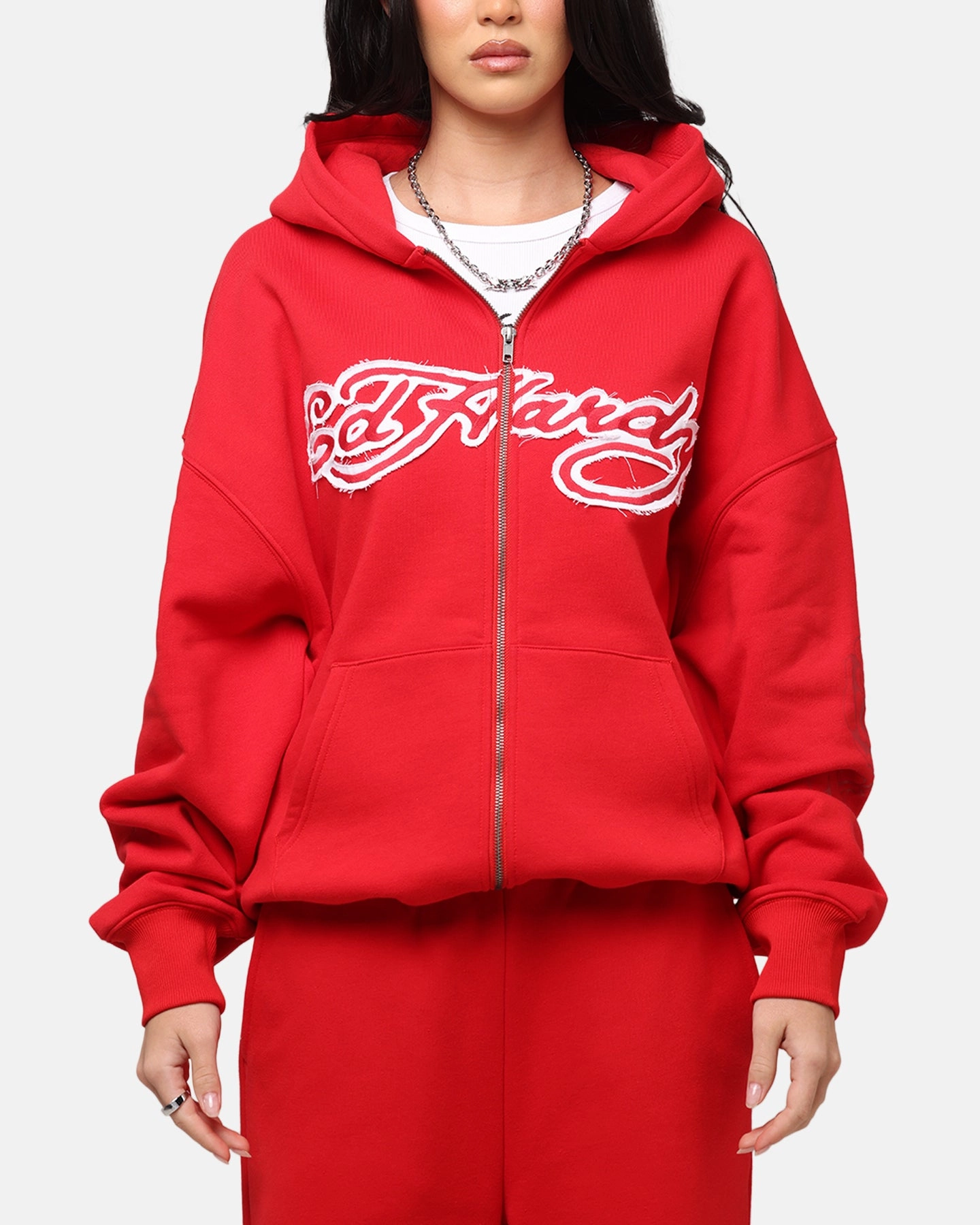 university look Ed Hardy Women's Rose Zip Hoodie Red
